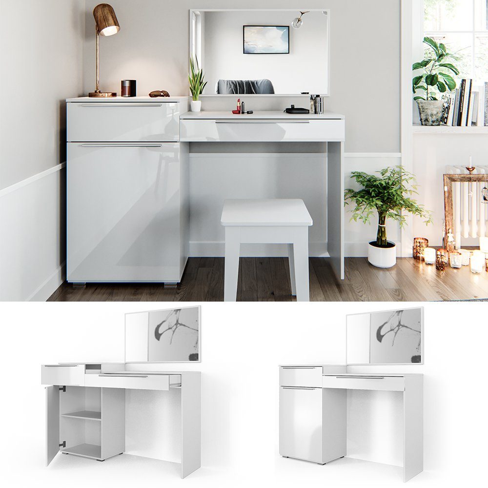 Vicco Schminktisch Lilli, Weiß Hochglanz, 135 cm günstig online kaufen