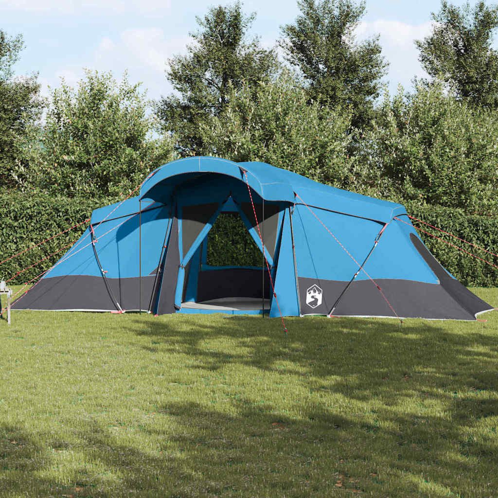 vidaXL Tunnelzelt Familienzelt 6 Personen Blau und Grau Polyester und Fiberglas, (1 tlg)
