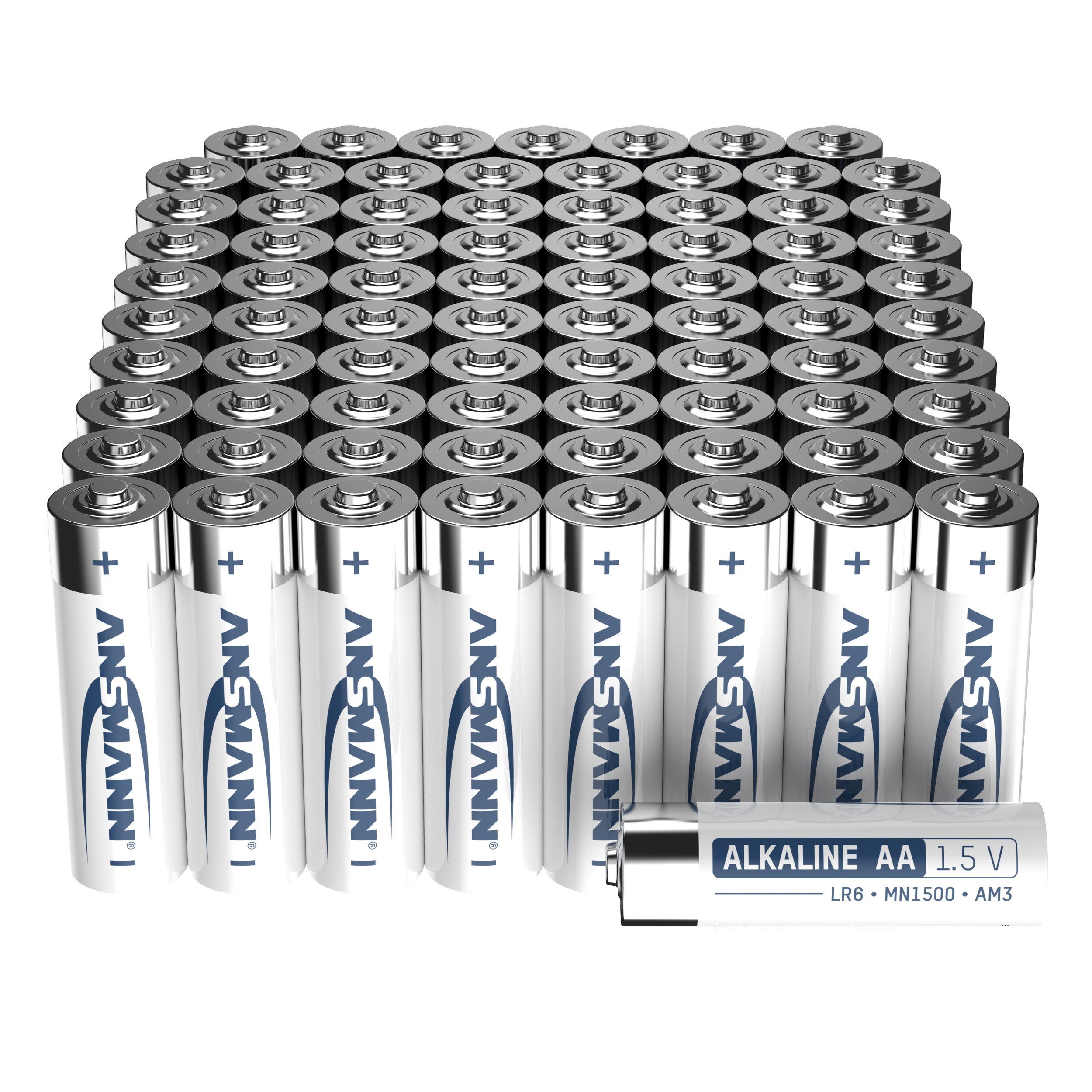 ANSMANN® Batterien AA 80 Stück, Alkaline Mignon Batterie, für Lichterkette  uvm. Batterie