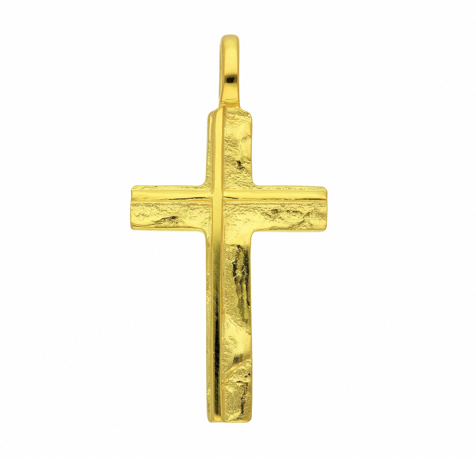 Adelia´s Кулоны Damen & Herren 585 Gold Kreuz Anhänger, Goldschmuck für Damen & Herren