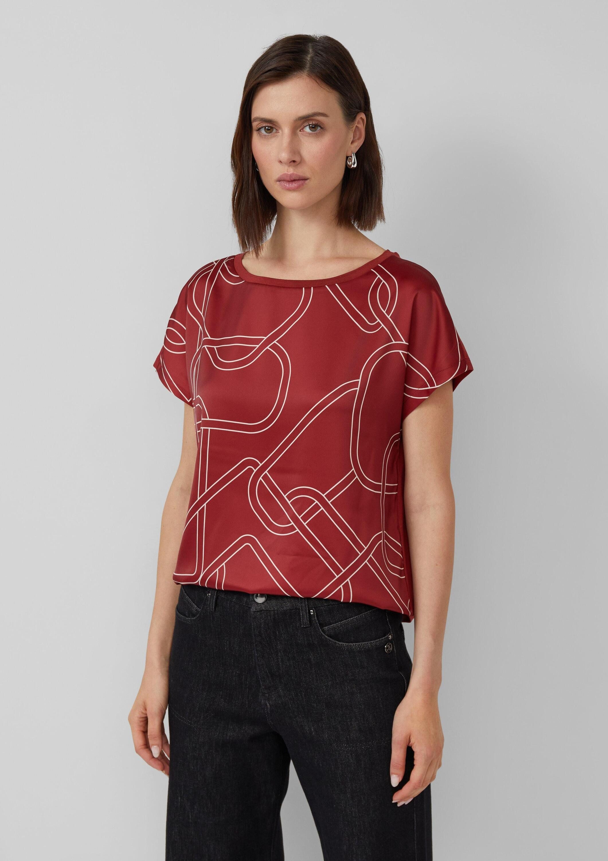 s.Oliver Kurzarmshirt T-Shirt Feines Blusenshirt im Relaxed Fit günstig online kaufen