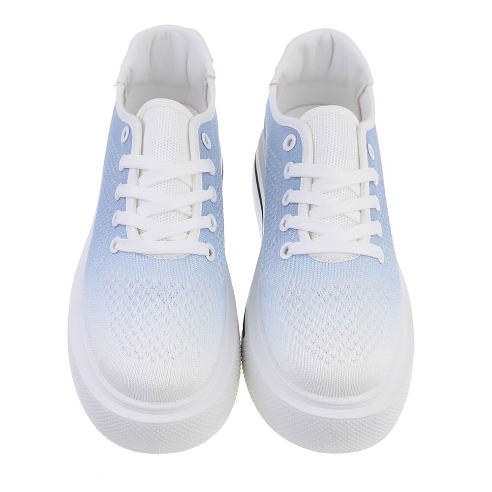 Low Weiß Sneakers in Freizeit Sneaker Flach Ital-Design Low-Top Damen