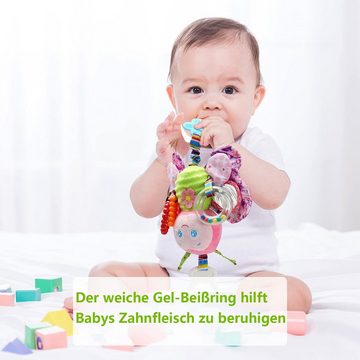 HYTIREBY Kuscheltier-Rassel Baby Autositz Kinderwagen Spielzeug hängende Rassel Beißring