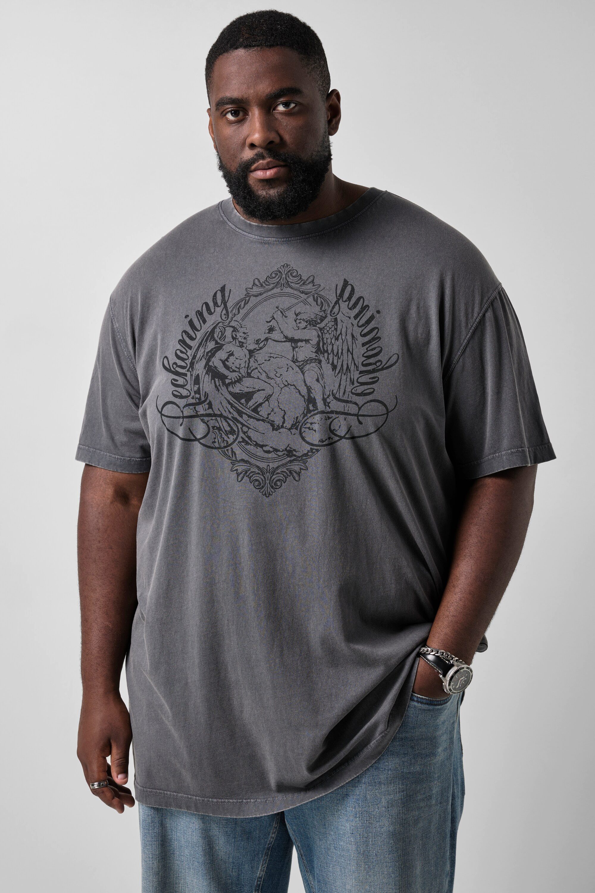 STHUGE T-Shirt T-Shirt Halbarm oversized Print Vintage Look