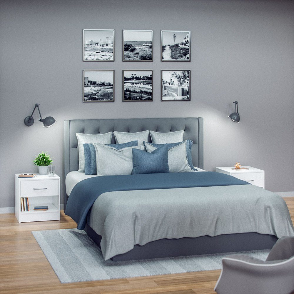 mit Schlafzimmer Weiß Casaria Modern 41x39x28cm Bett Schublade (1-St), Nachtschrank Nachttisch Kiel Holz