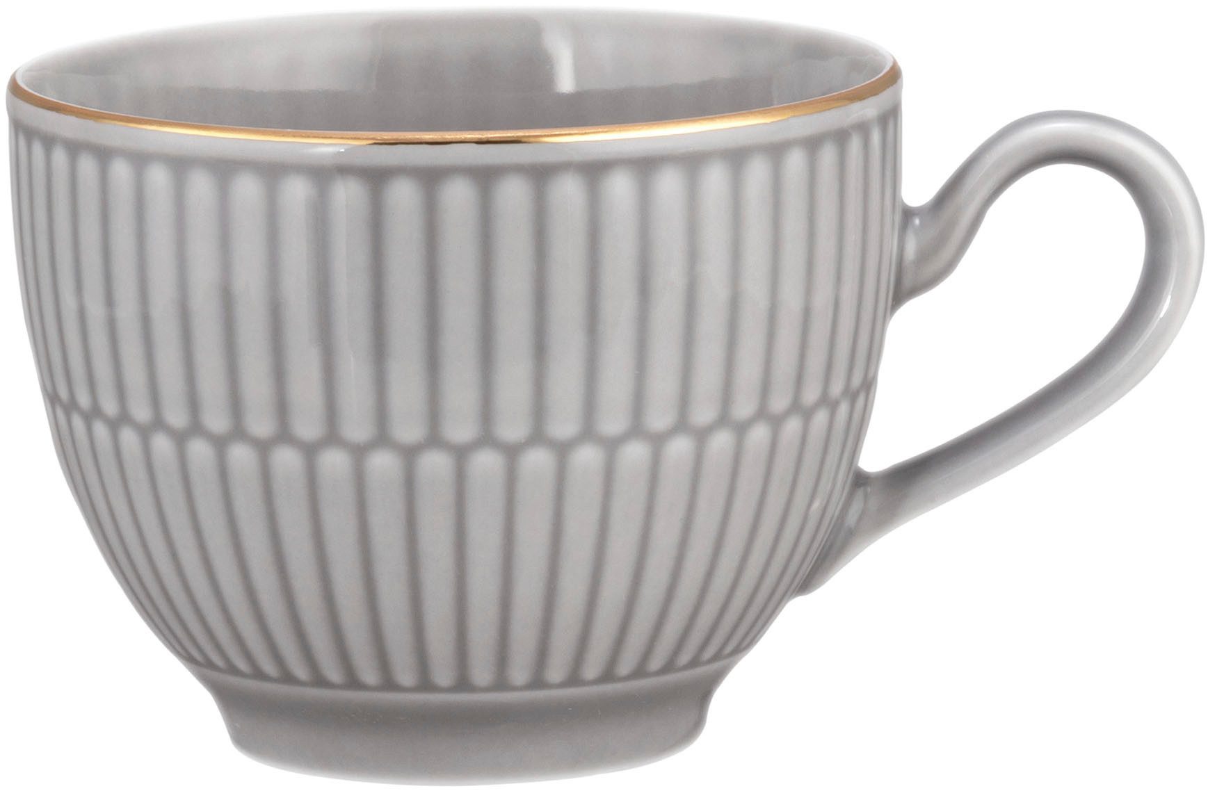 Seltmann Weiden Tasse Amina, 1-tlg., Porzellan, Kaffeetasse aus Porzellan mit Relief und edler Goldumrandung