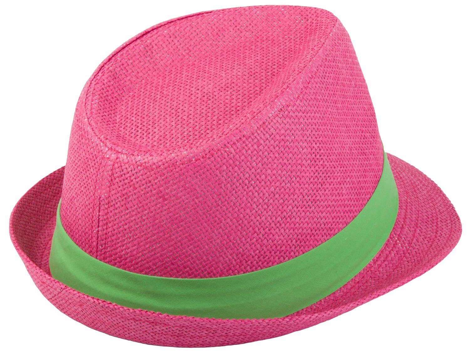 farbigem / Hut Trilby (1-St) styleBREAKER Pink Trilby Zierband Grün mit