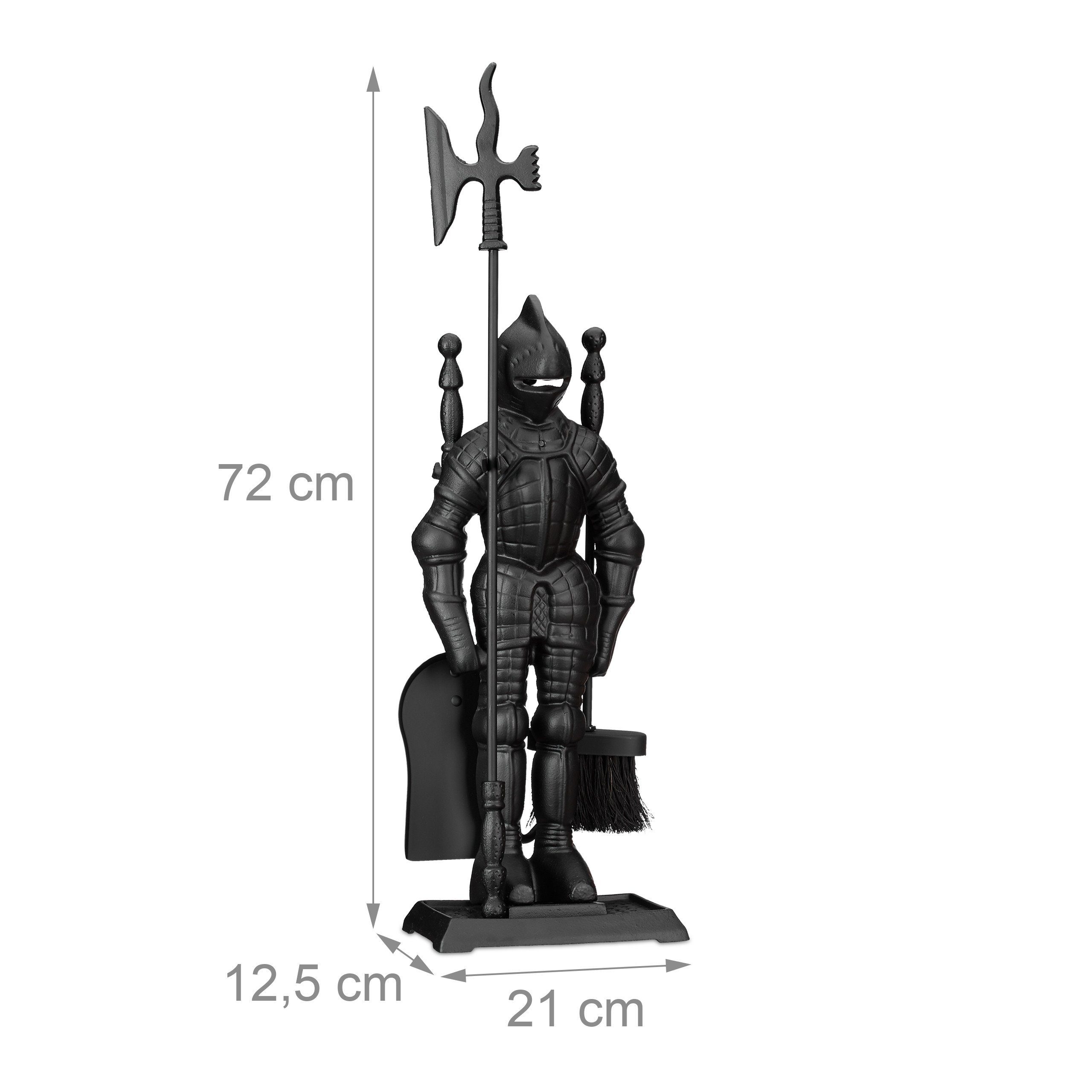relaxdays Kamingarnitur 4 Ritter teilig Kaminbesteck Gusseisen
