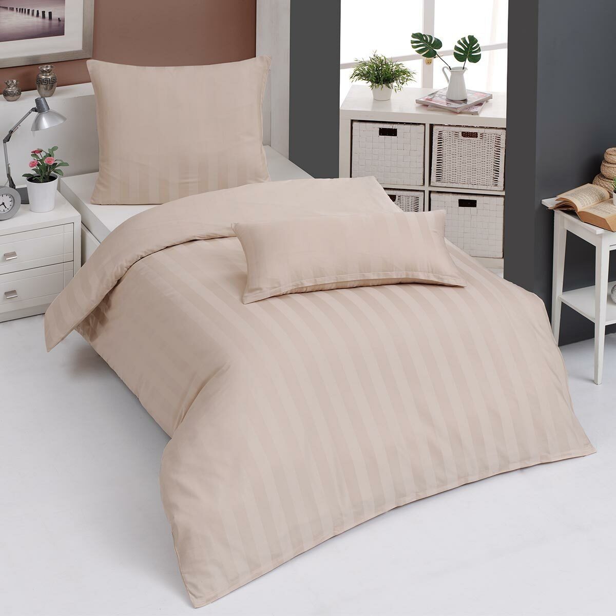 TRAUMSCHLAF Bettwäsche Uni Streifen, Mako Satin, günstig online kaufen