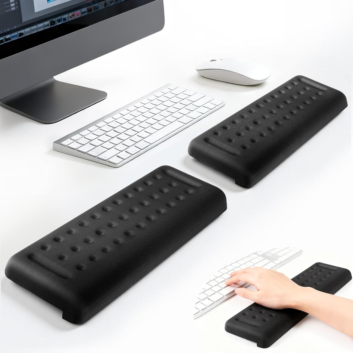 JOYOLEDER Tastatur-Handballenauflage L-förmige Ellenbogenauflage für Schreibtisch, 2er-Pack (Memory-Schaum Kissen für Tischkante, Rutschfeste Armstütze, 2-St., für Handfläche, Handgelenk & Unterarm, Büro & Zuhause)