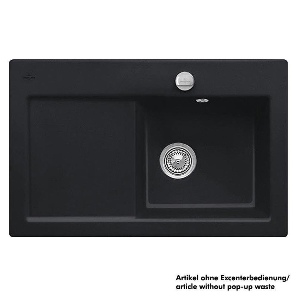 Villeroy & Boch Küchenspüle Villeroy & Boch flächenbündig Subway 45 Flat Becken rechts, 74,5/47,5 cm Premiumline S5 Ebony | Spülbecken