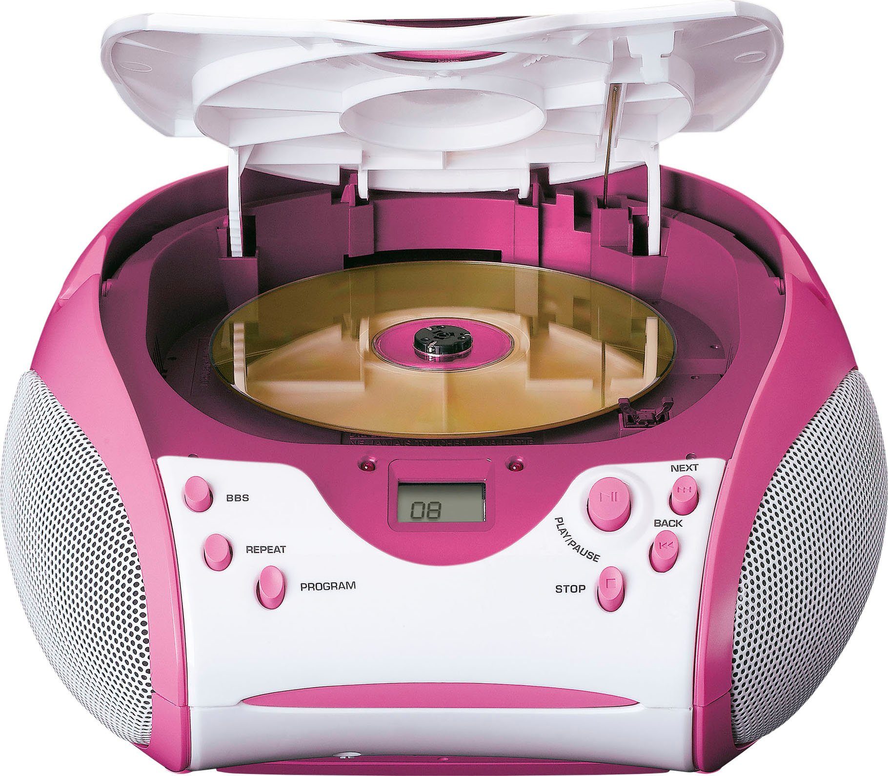 Weiß-Pink Lenco Boombox SCD-24