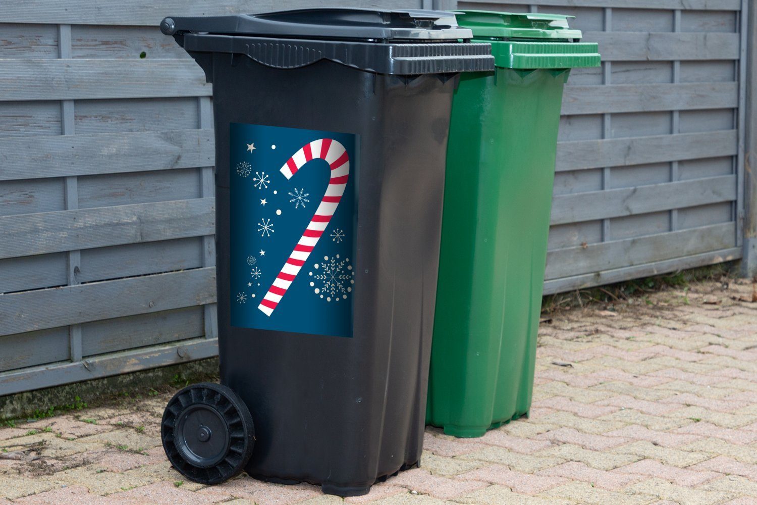 Abfalbehälter Schneeflocke St), Wandsticker Sticker, - - (1 Feuerwerkskörper MuchoWow Mülleimer-aufkleber, Container, Mülltonne, Schnee - Weihnachten