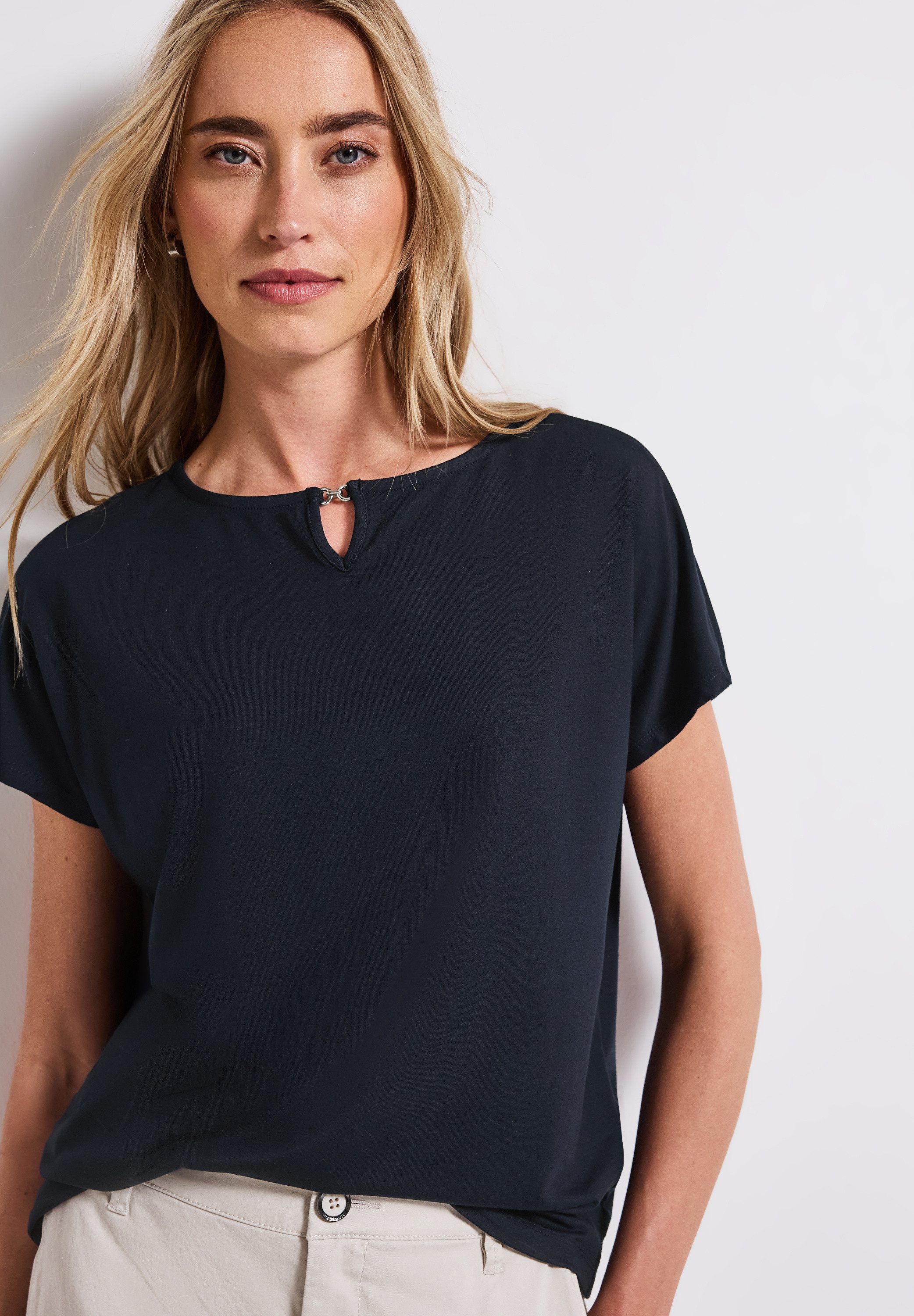 STREET ONE T-Shirt mit Materialmix
