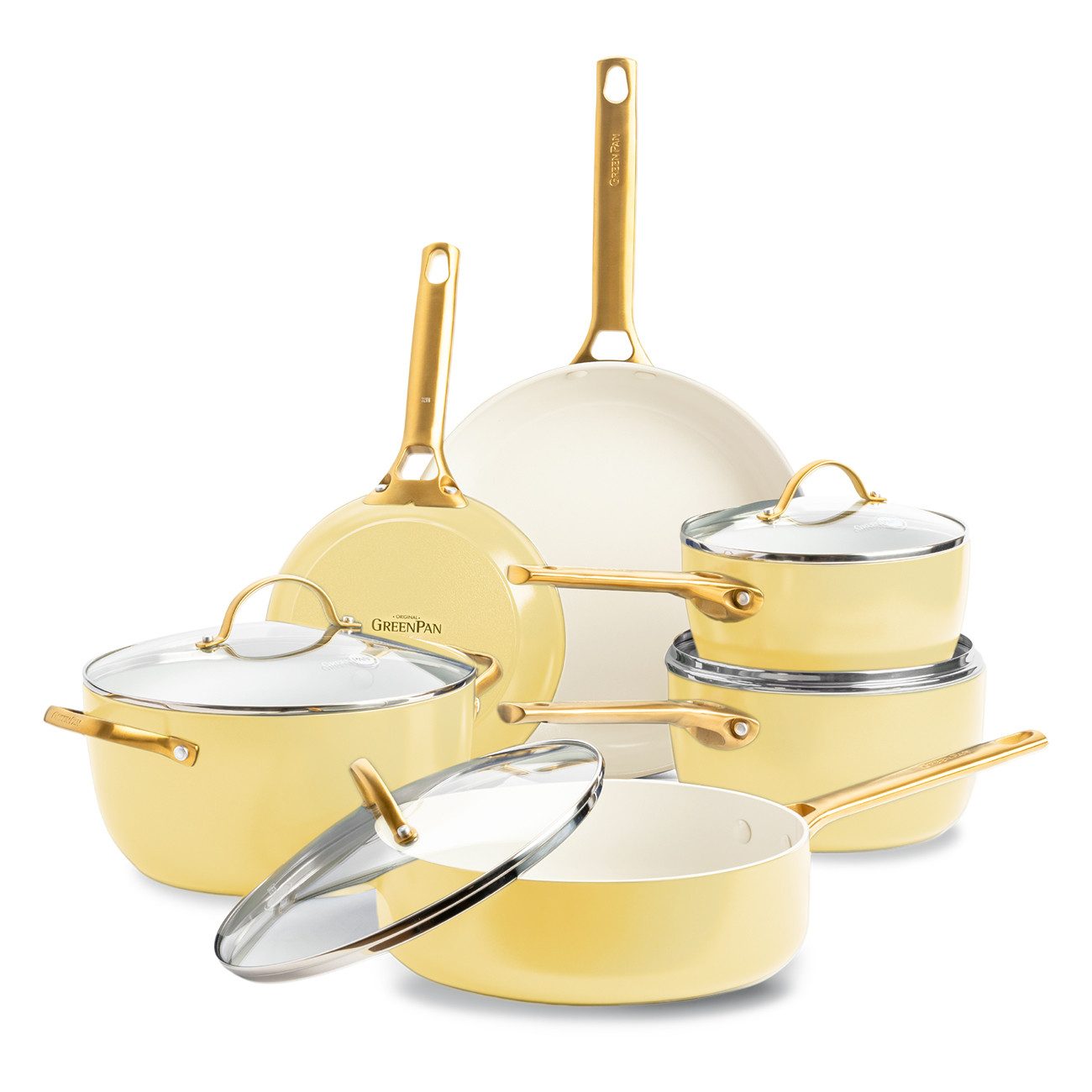 GREENPAN Pfannen-Set Padova Reserve 6-tlg. Topf & Pfannen-Set Spülmaschinenfest, Aluminium, Kratzfest, Keramik, alle Herdarten, Backofengeeignet Ø 18-28 cm