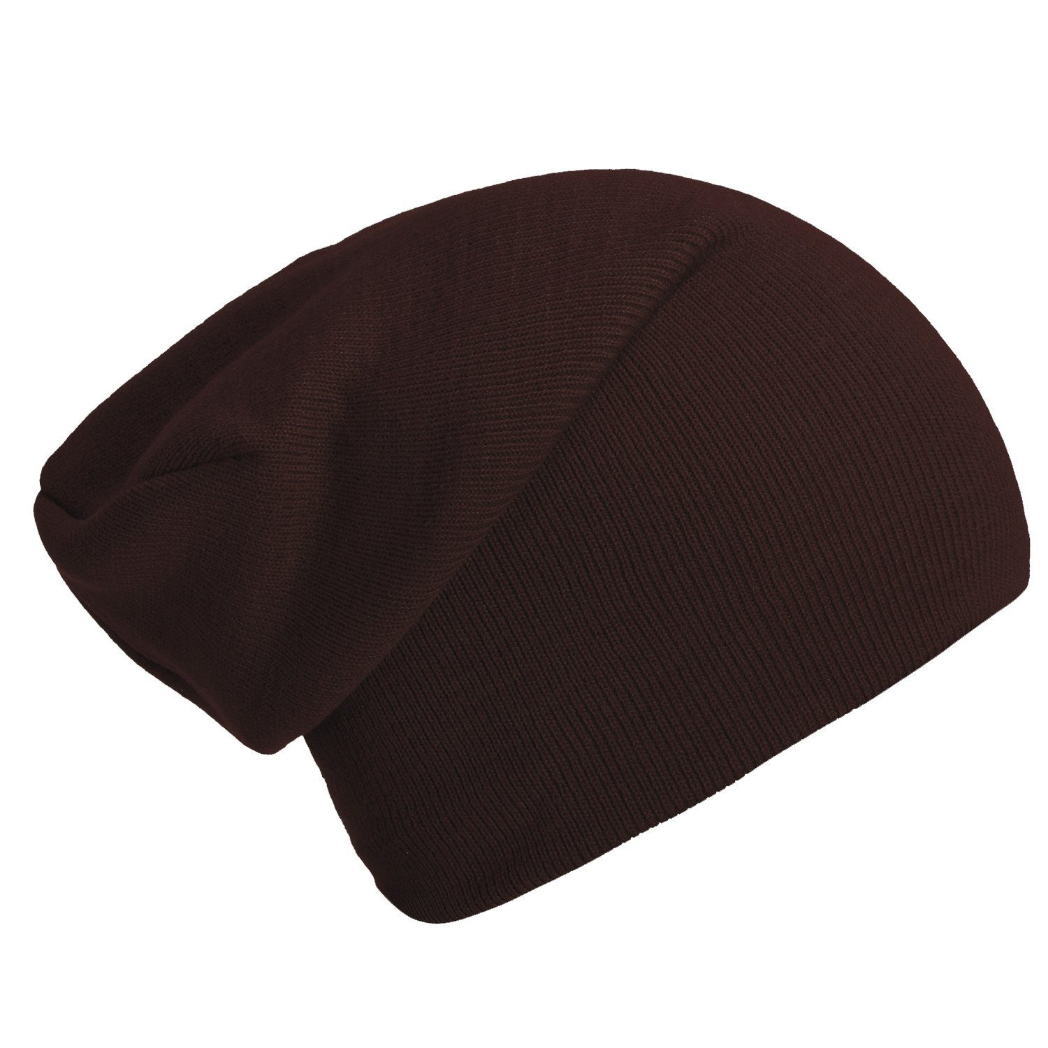 DonDon Beanie Schlauchmütze Mütze (Packung, 1-St) Wintermütze, klassischer Slouch-Beanie braun