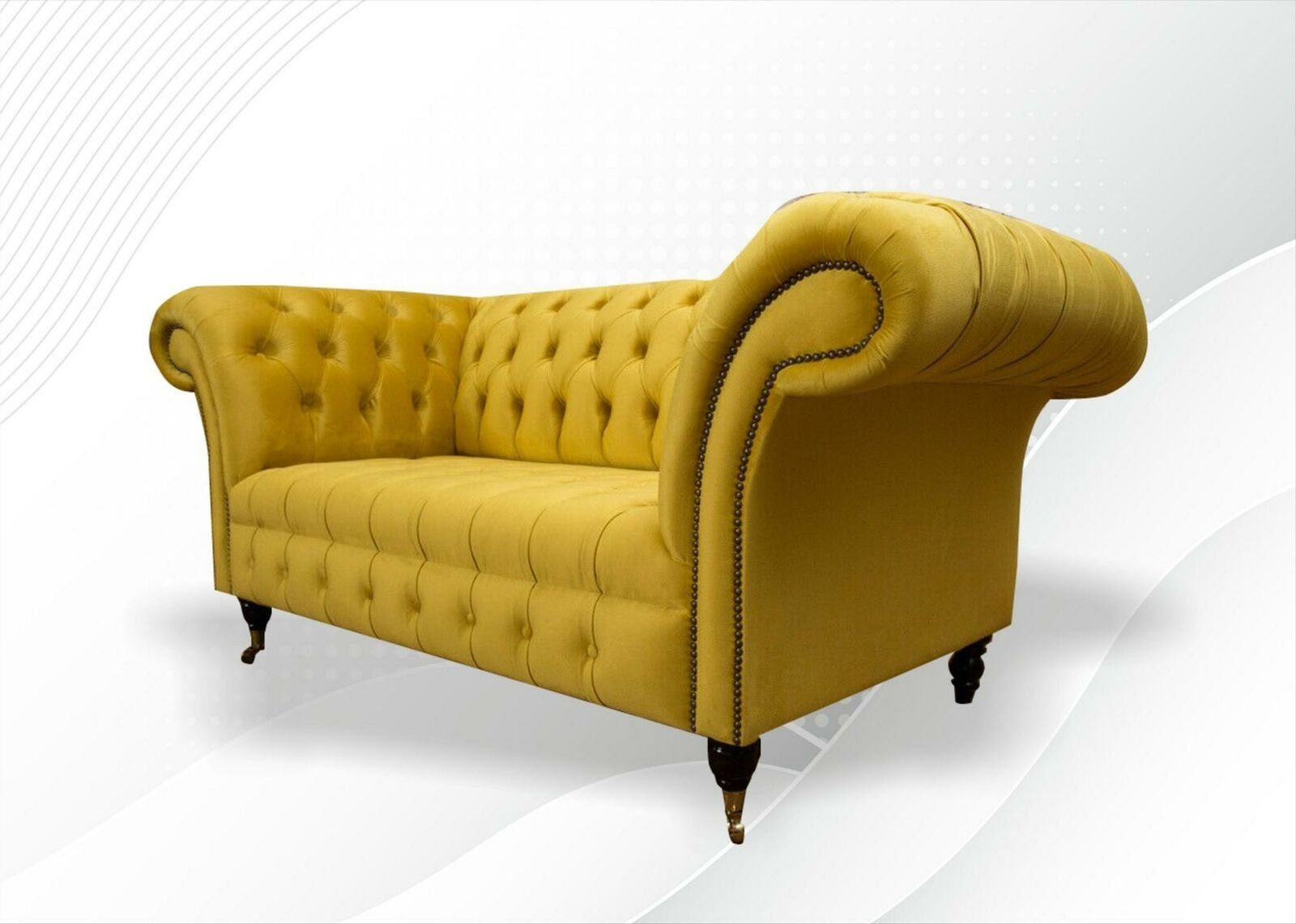 JVmoebel Chesterfield Textil Couchen Design Möbel Wohnzimmer 2 Gelbe Sofas Chesterfield-Sofa, Sitzer Modern