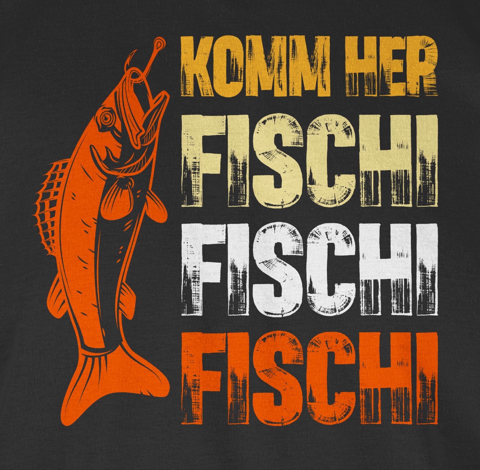 Shirtracer Rundhalsshirt Geschenk für Angler I Komm Fischi Fischi Fischi I Angeln Geschenk Männ Angler Geschenke
