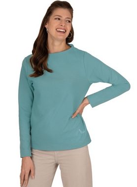 Trigema Sweatshirt TRIGEMA Stehkragen Pullover mit Kristallsteinen