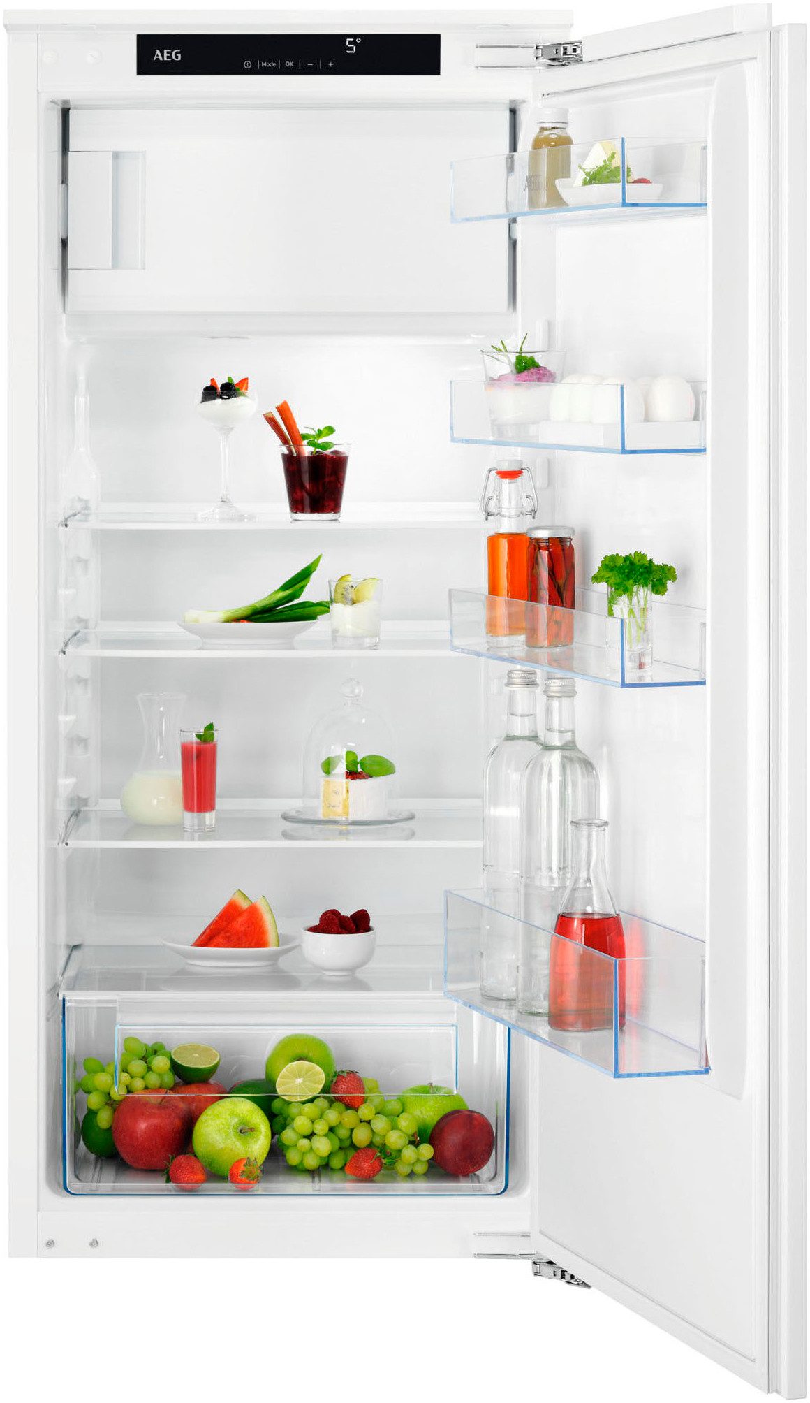 AEG Einbaukühlschrank Serie 5000 TSF5O12EF, 87,3 cm hoch, 55,6 cm breit, 137 L, variable Glasablagen bis zu 25 kg belastbar, Touch, Festtür