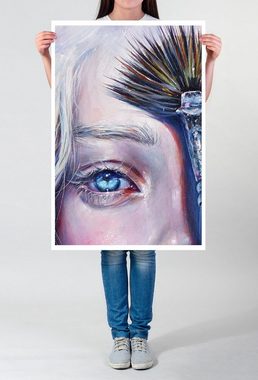 Sinus Art Poster Bild  Pinsel und Blondine mit hellblauen Augen 60x90cm Poster
