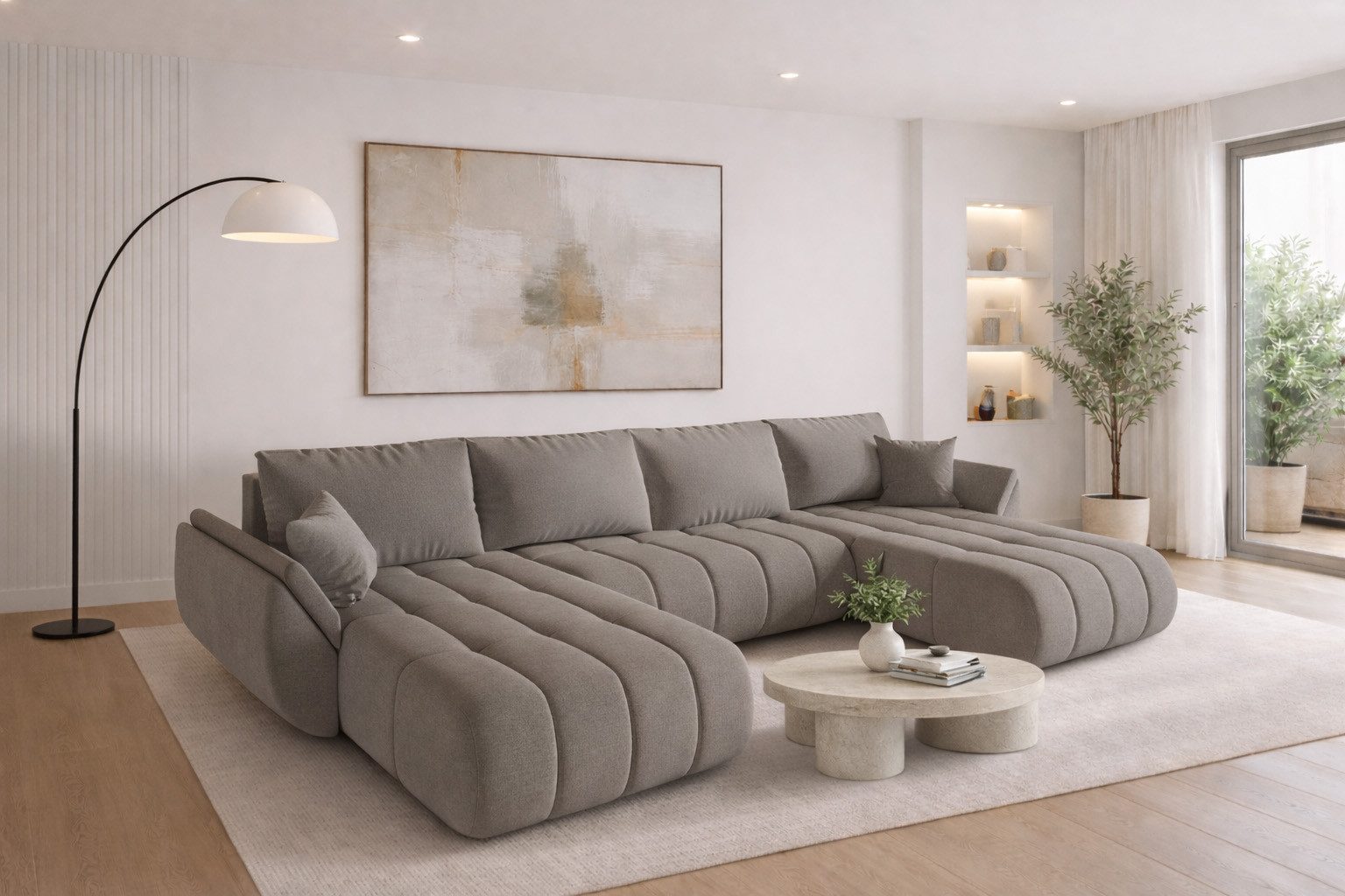 Kaiser Möbel Ecksofa TOKYO U PREMIUM im Stoff WIND Sofa mit Schlaffunktion und Bettkasten, Ecksofa U-Form, U-Form,Easy-Clean-Stoff WIND,Pflegeleicht & strapazierfähig