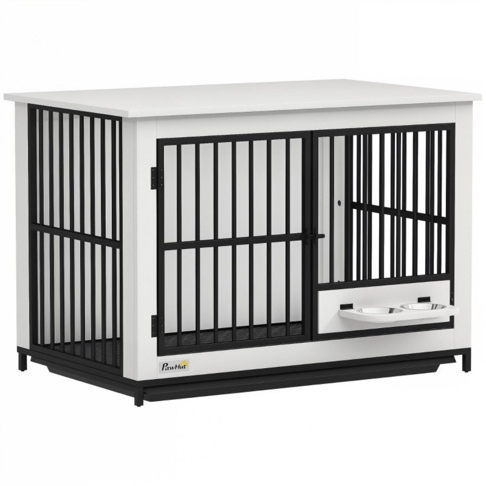 Yoimoimo Hundehütte mit drehbarem Schüsselhalter – Sicherer & praktischer Rückzugsort