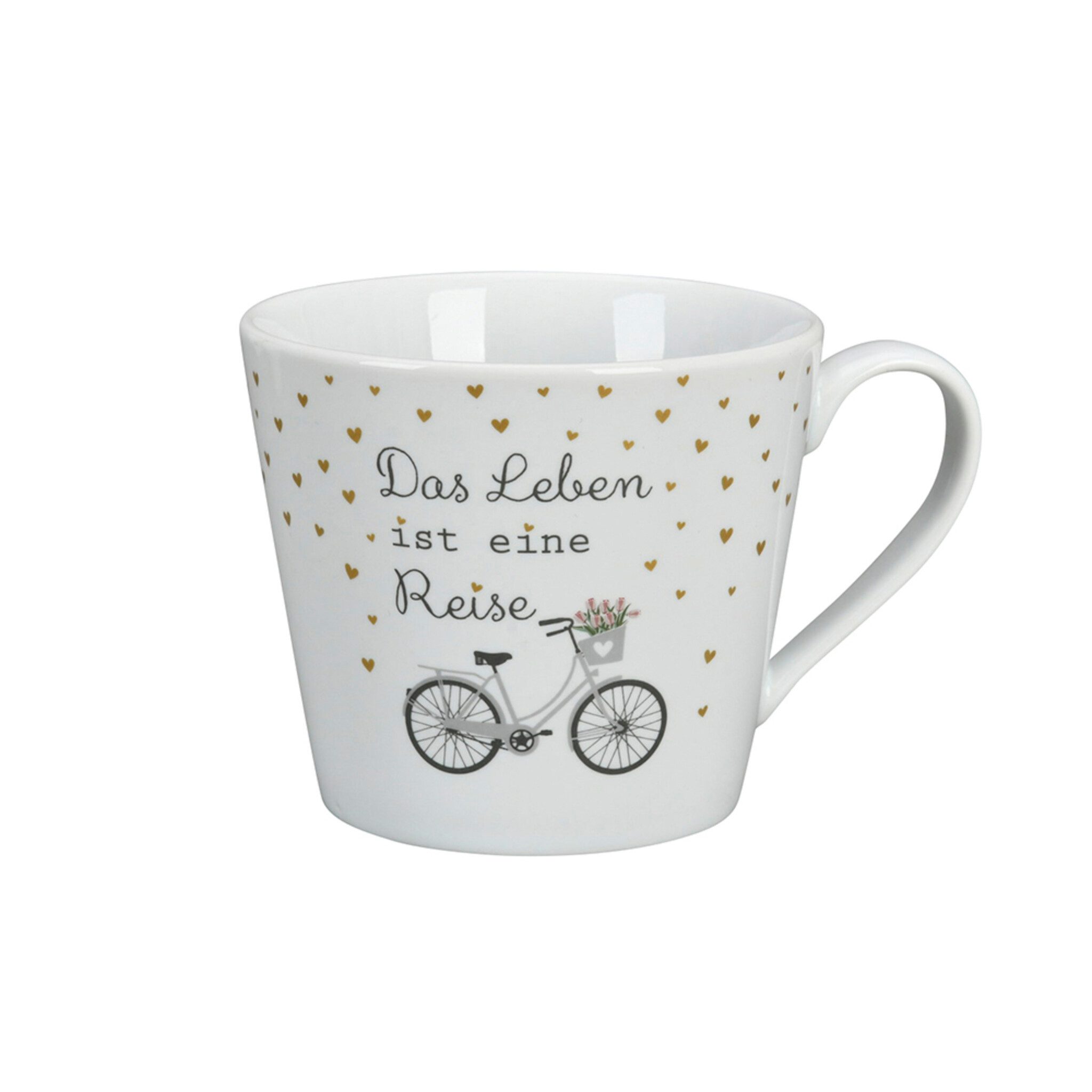 Krasilnikoff Tasse Happy Cup Leben ist eine Reise, Porzellan