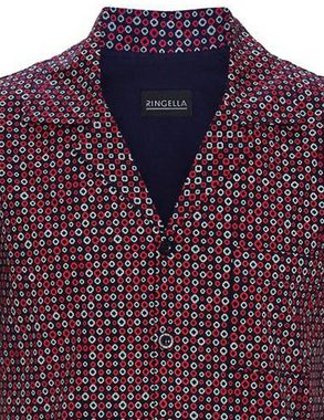 Ringella Shorty Herren Pyjama "Navy Circles" im Hemdstyle 2241311 - Navy / Rot, Sommerschlafanzug (2 tlg)