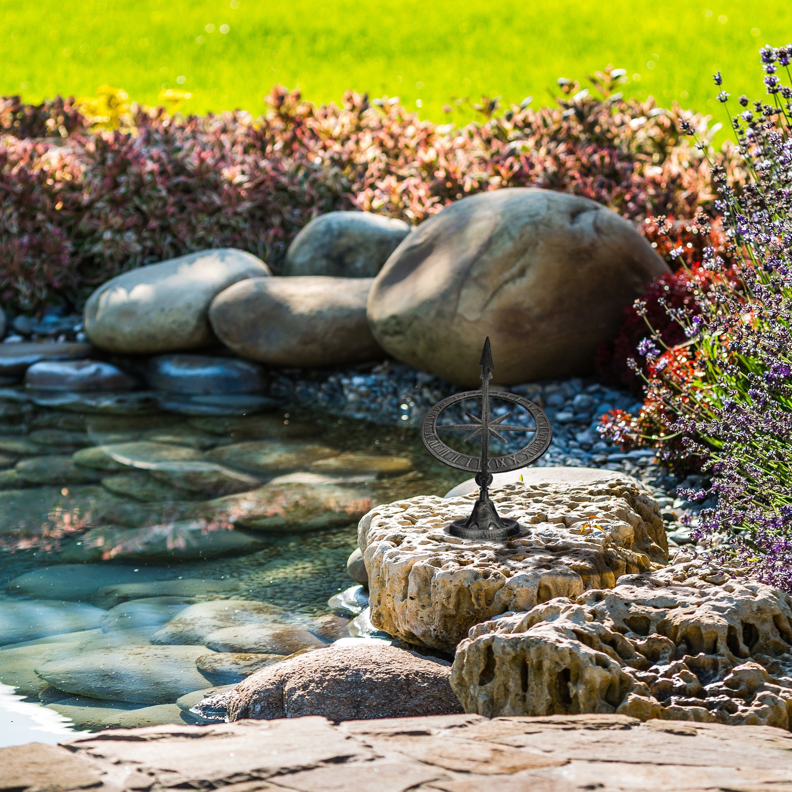 Sonnenuhr relaxdays Gartenfigur Bronze Kupfer Garten,