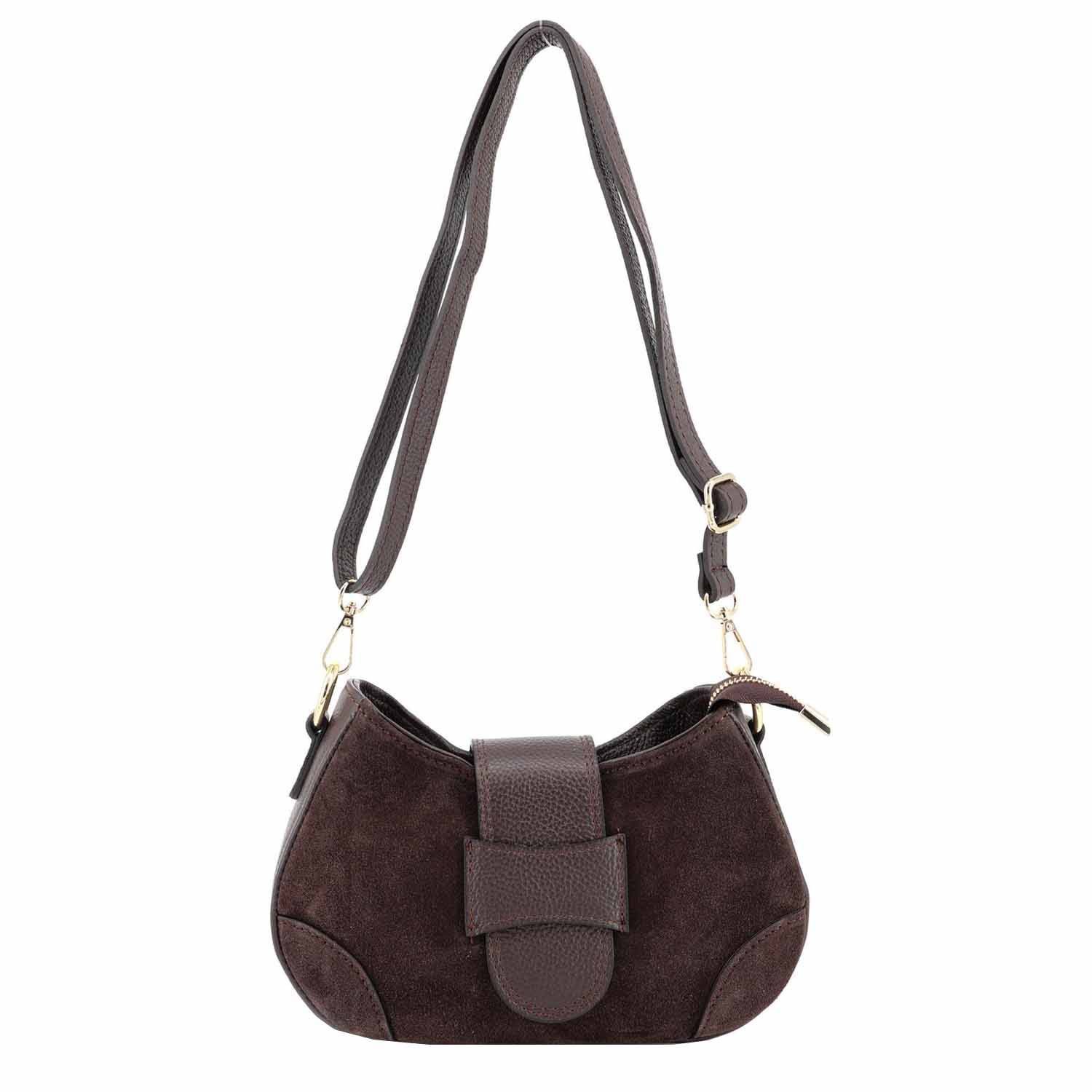 Schultertasche Made in Italy Damen Wildleder Tasche Umhängetasche CrossOver City Bag