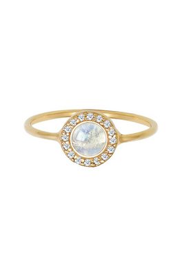 Elli DIAMONDS Fingerring Verlobung Mondstein Diamant (0,08 ct) 585 Gelbgold, Herz