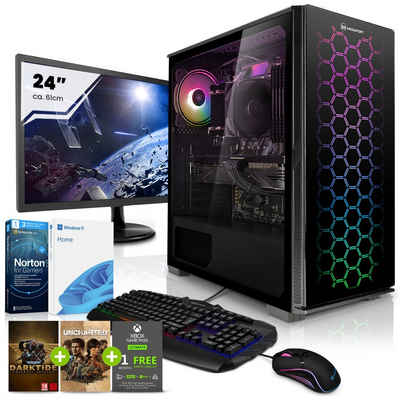 Megaport Gaming-PC-Komplettsystem (24", AMD Ryzen 5 5500 6x3,60 GHz, GeForce RTX 3060 12GB, 16 GB RAM, 1000 GB HDD, 250 GB SSD, Windows 11, WLAN)