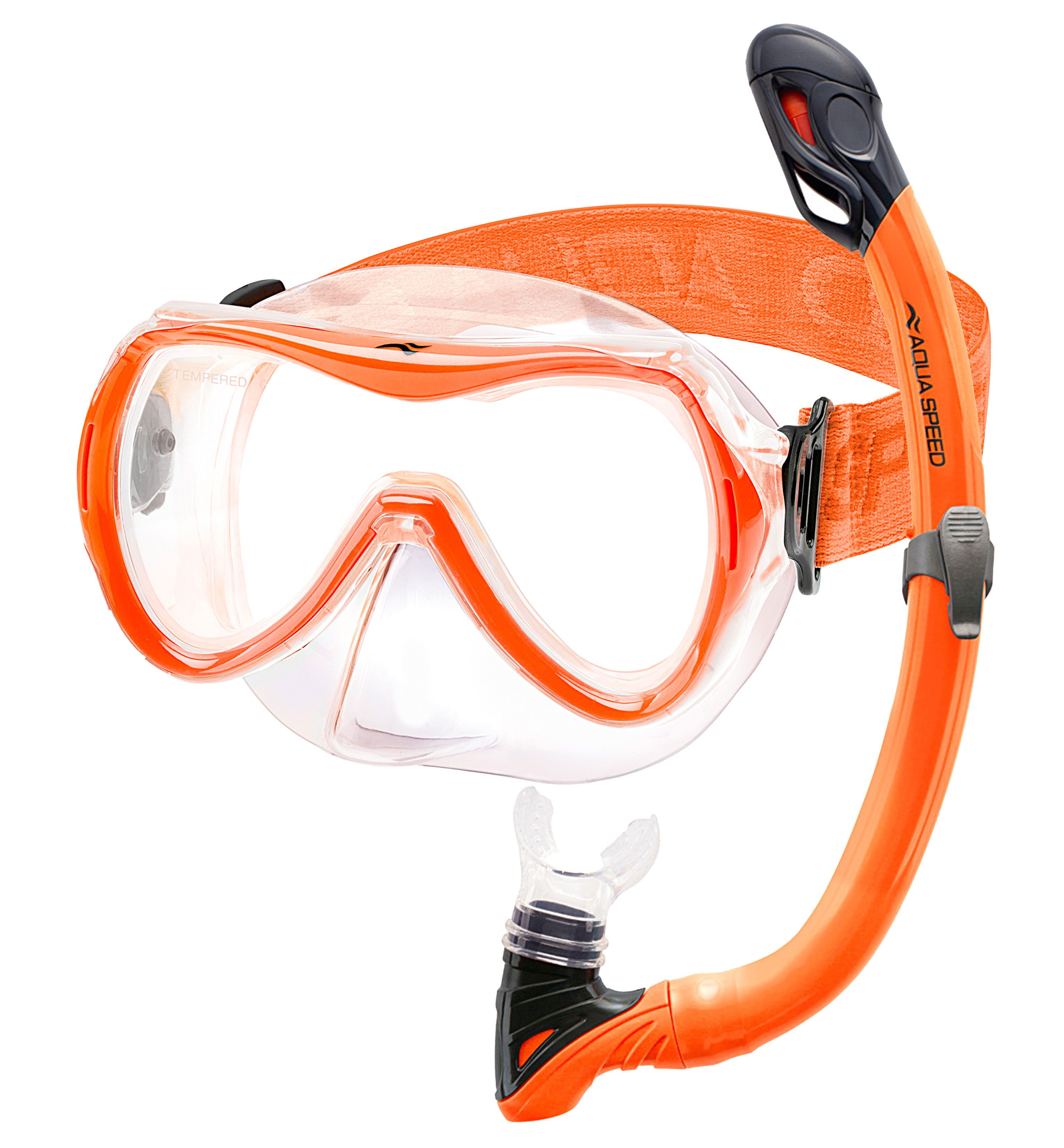 Aqua Speed Schnorchel Schnorchelset ALIZE + SAMOS Tauchmaske für Kinder, mit Netzbeutel (Kinderschnorchelset mit Maske und Schnorchel im Netzbeutel), EASY-ADJUST Kopfband für sicheren und bequemen Sitz