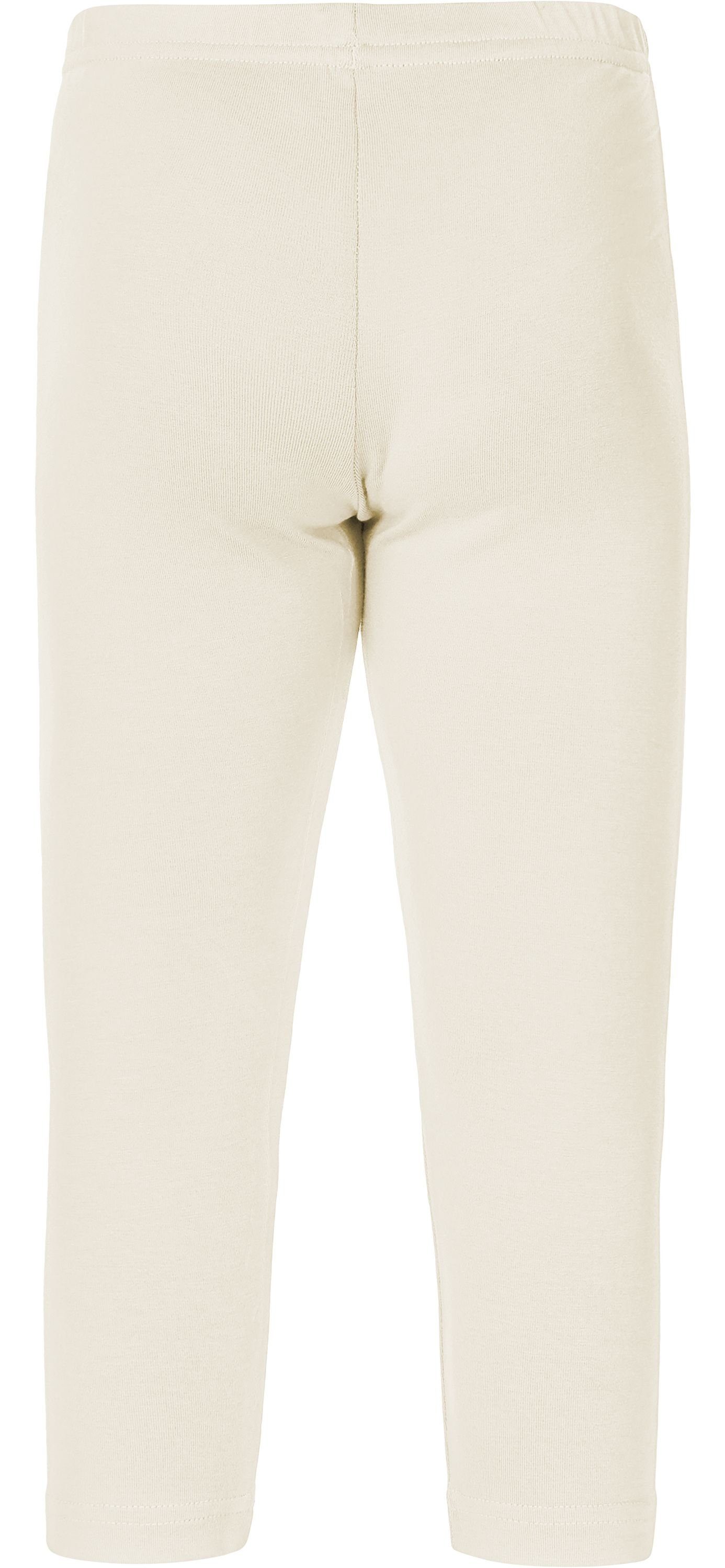 (1-tlg) Leggings Merry MS10-226 aus Mädchen Baumwolle Bund elastischer Capri Leggings Style Ecru 3/4