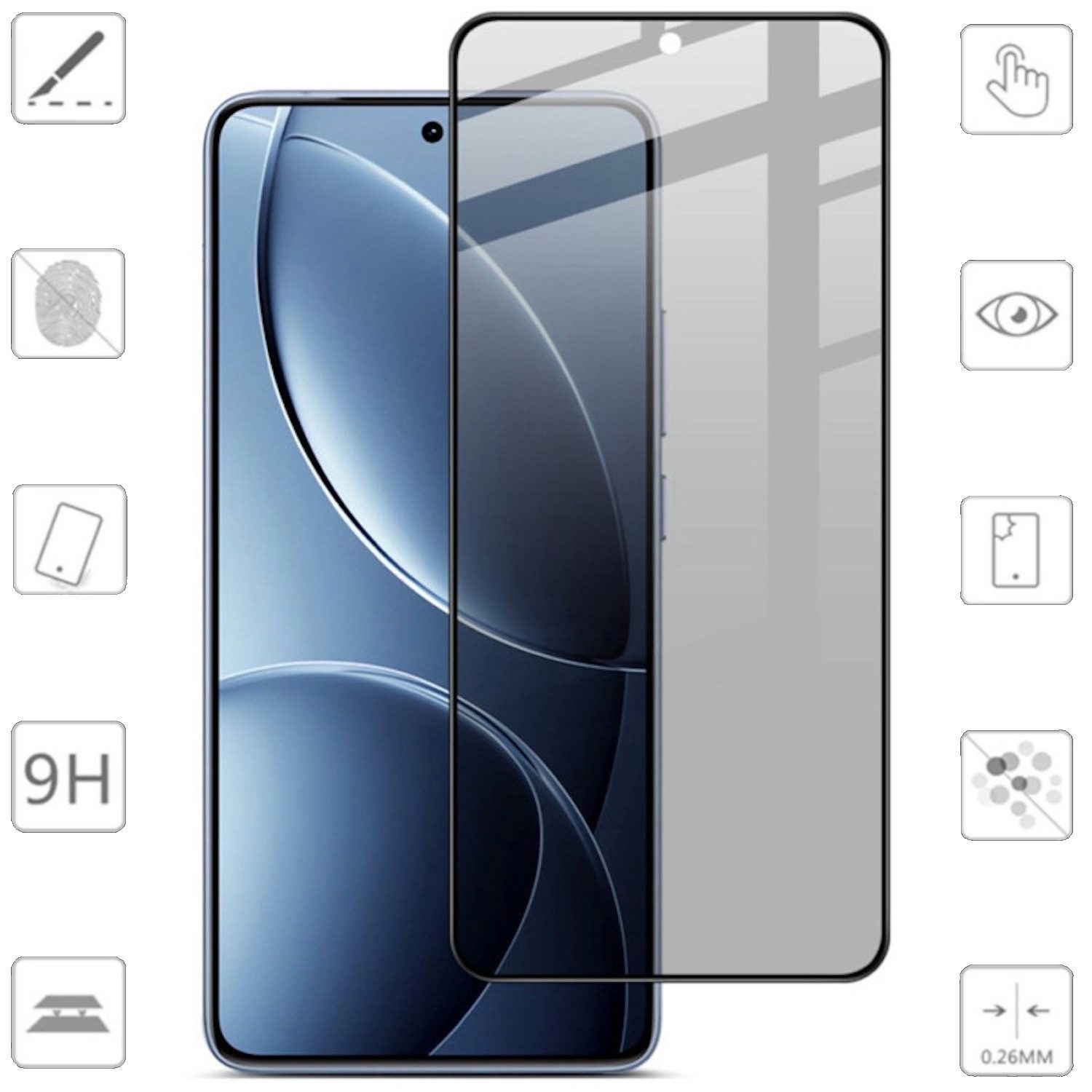 Wigento Handyhülle Für Xiaomi Poco F7 Pro / F7 Ultra 2x 2.5D 0,26mm Privacy H9 Hart Glas, Spar Set Privacy Display Schutz Glas