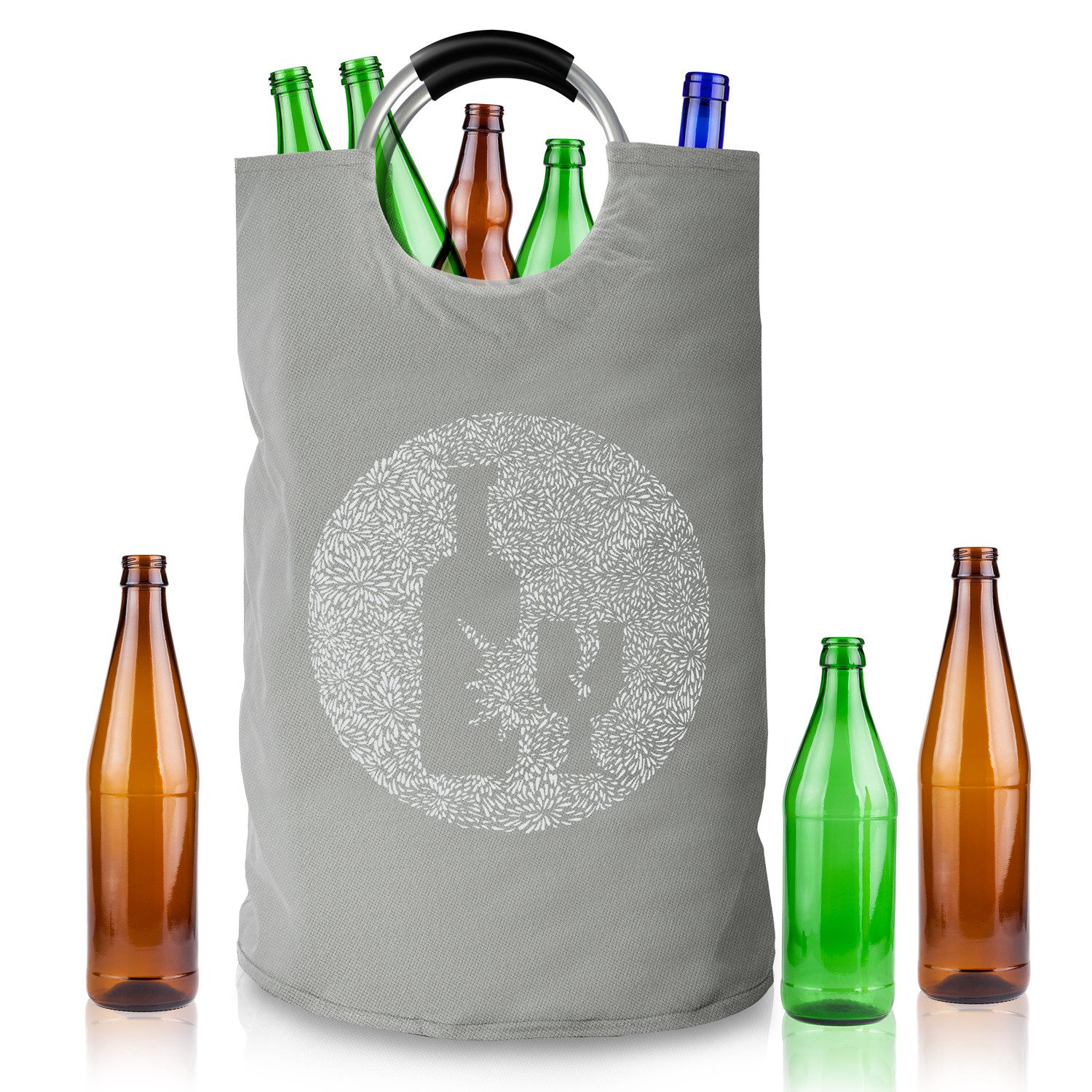 Dimono Збирач пляшок Pfandflaschen-Sammler Pfandbehälter Leergutkorb für Pfandflaschen (Leergut-Korb & Spielzeugbeutel, Faltbarer Haushalts-Organizer), Recycling Pfandbehälter