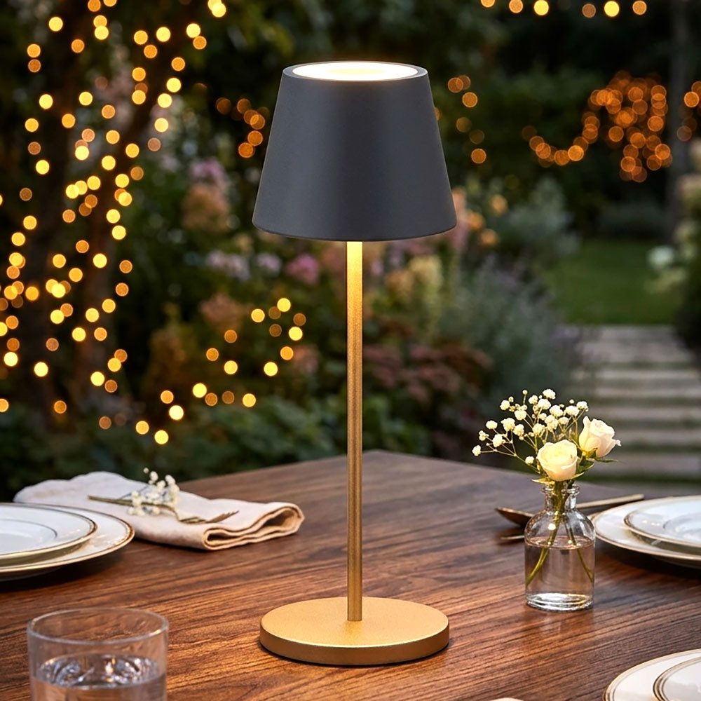FISCHER & HONSEL LED Tischleuchte, LED-Leuchtmittel fest verbaut, Farbwechsel, Warmweiß, RGB, RGB LED Tischleuchte Außen Innen Tischlampe Touchdimmer Ladestation