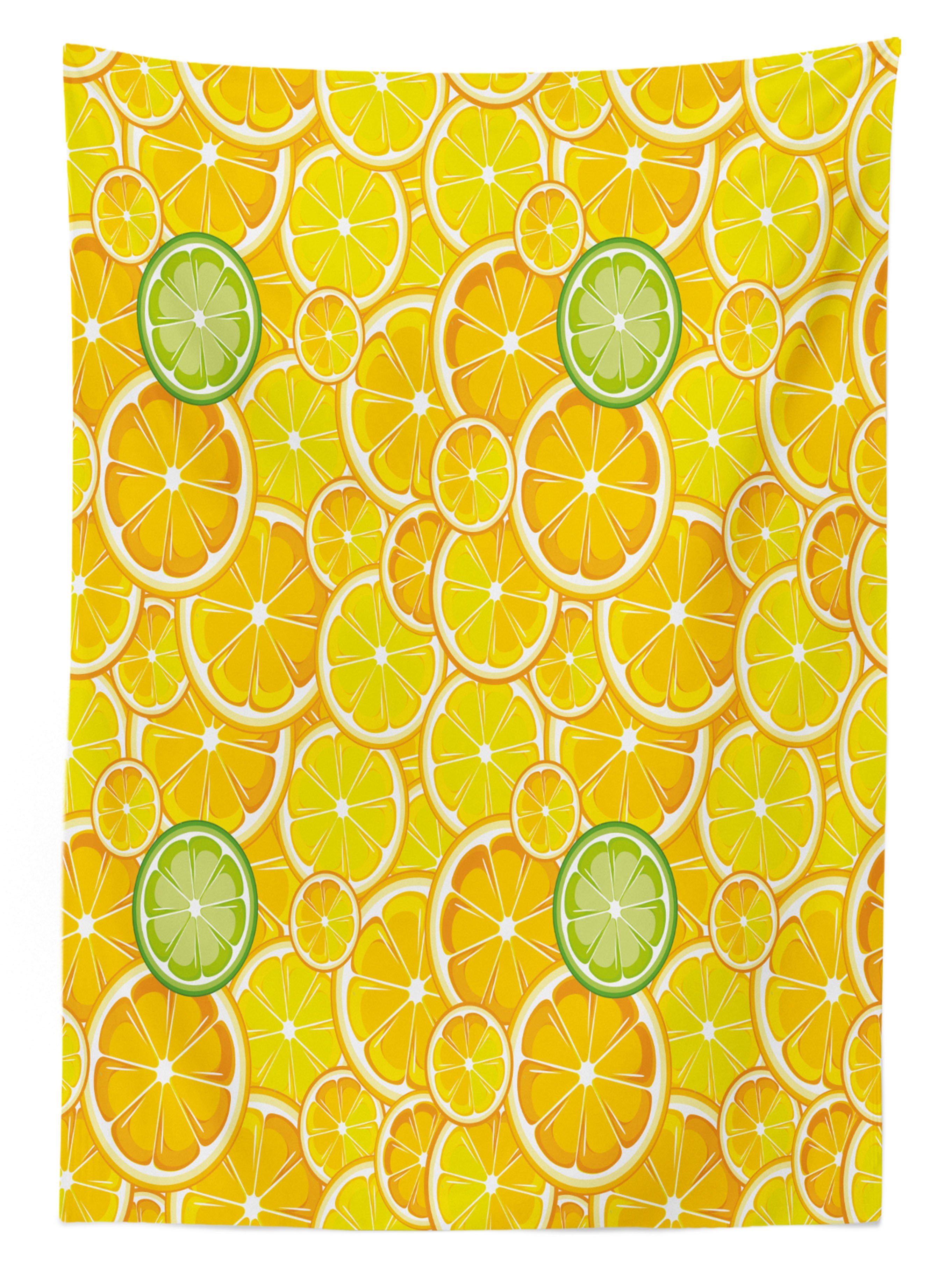 Waschbar Klare orange Farbfest Tischdecke Für Außen Obst geeignet den Kreise Farben, Lemon Bereich Abakuhaus
