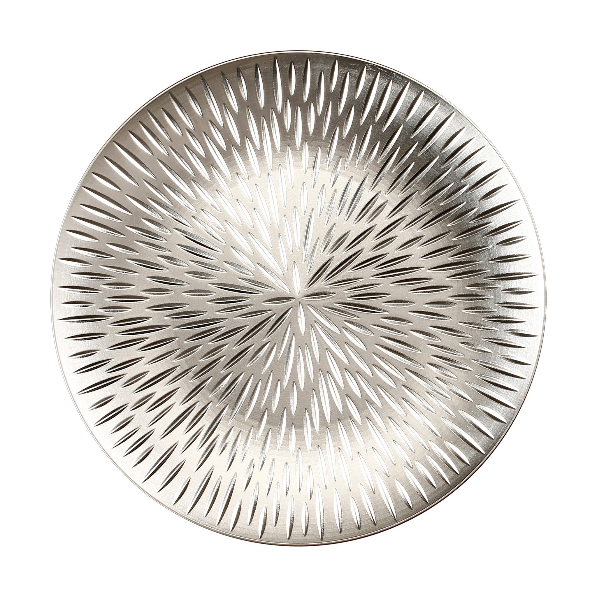 MAGIC by Inge Dekoteller, Dekoteller 33cm Kunststoff mit Strahlen Muster - Silber