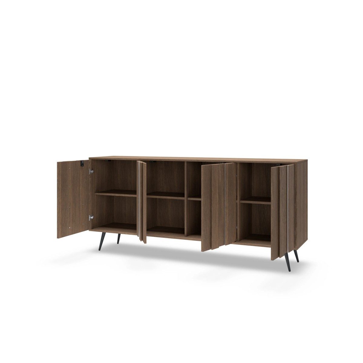 yourhouse24 Sideboard AMARO 183cm (4 Türen) – Eiche Dunin mit Lamellen & inkl. LED