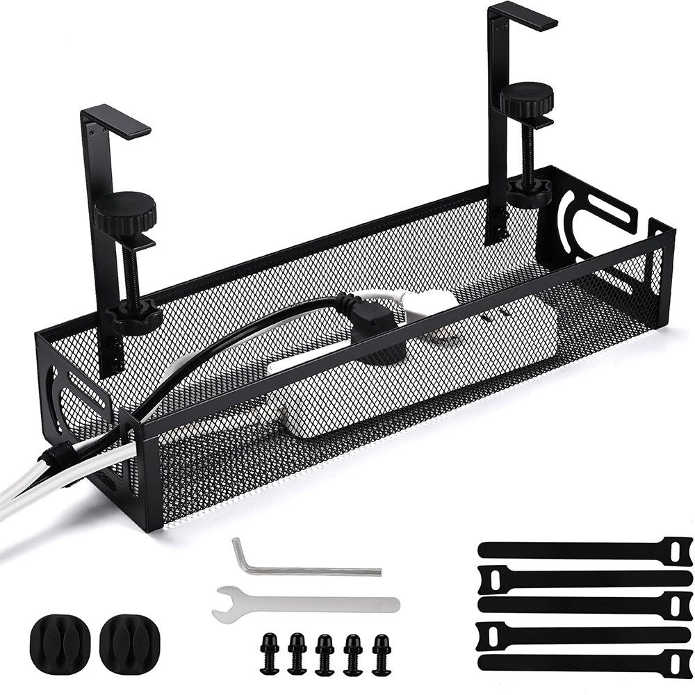 AFKSMILE Kabelkanal Schreibtisch zubehör,kabelbox,cable management,ohne Bohren für Büro (1-St), Kein Bohren erforderlich,Kabelablage mit Klemme für Schreibtisch