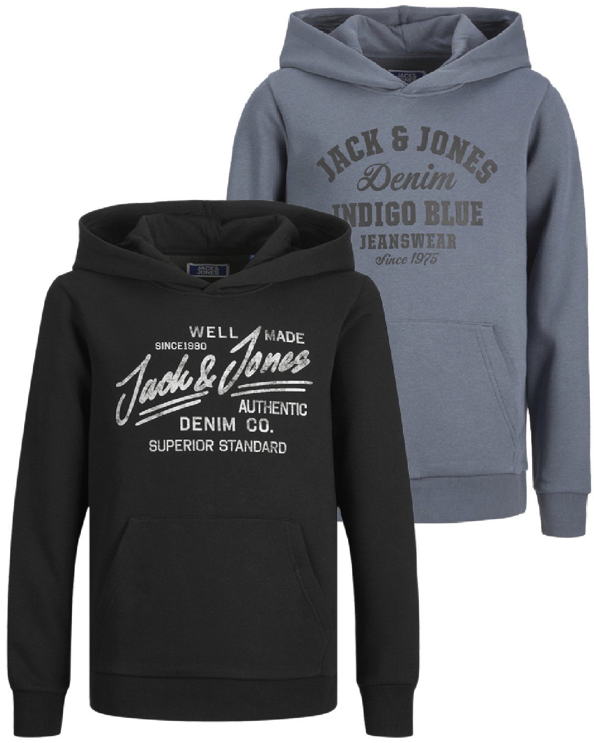 Jack & Jones Junior Kapuzenpullover (Spar Set, Doppelpack) Pullover mit Printaufdruck Doppelpack Mix 8