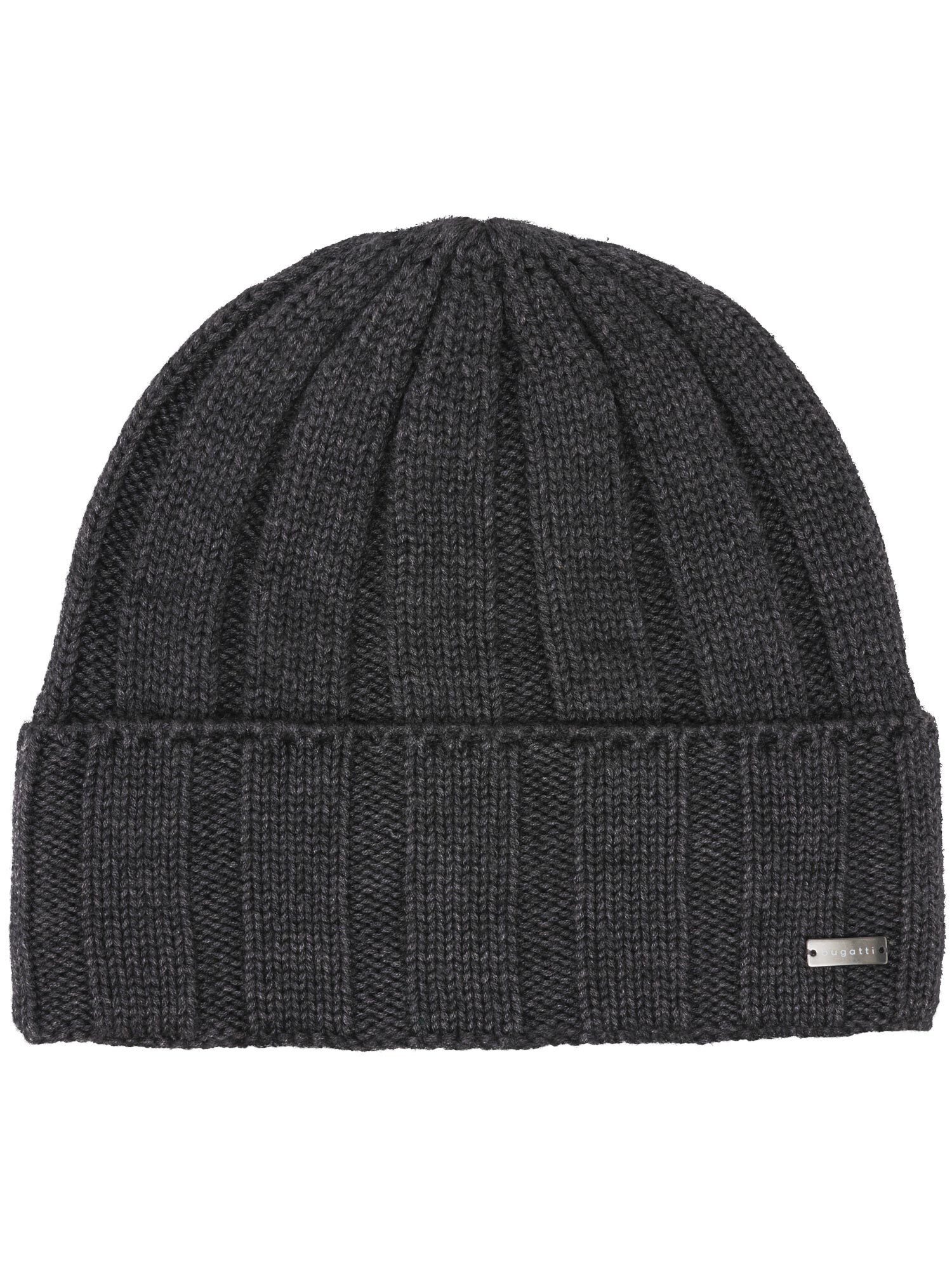 Strickmütze Einfarbige bugatti Beanie mit Fleece-Fütterung