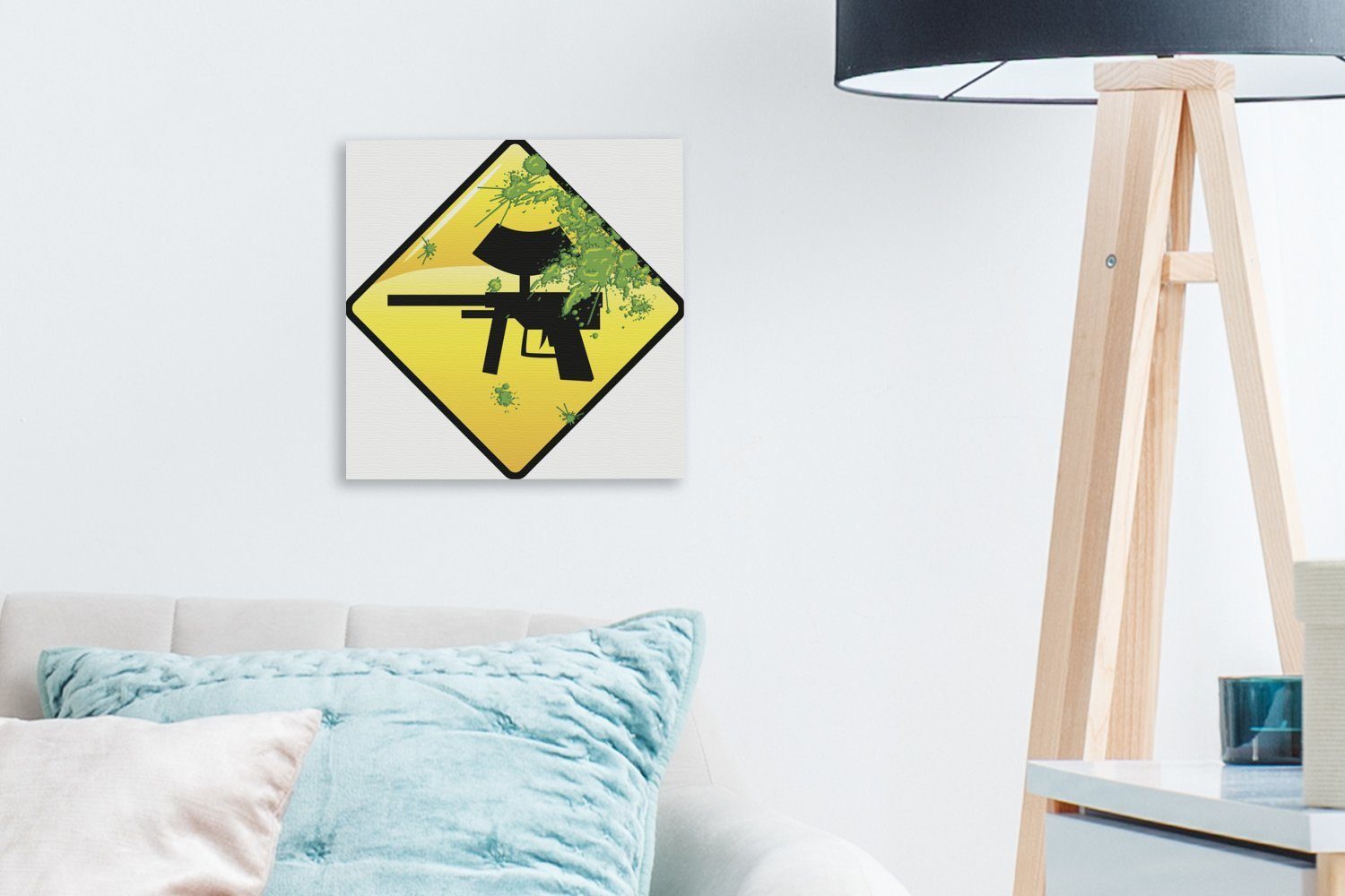 Eine einer gelben Wohnzimmer Paintball-Tafel, OneMillionCanvasses® (1 für Schlafzimmer St), Leinwandbild Bilder Leinwand Illustration