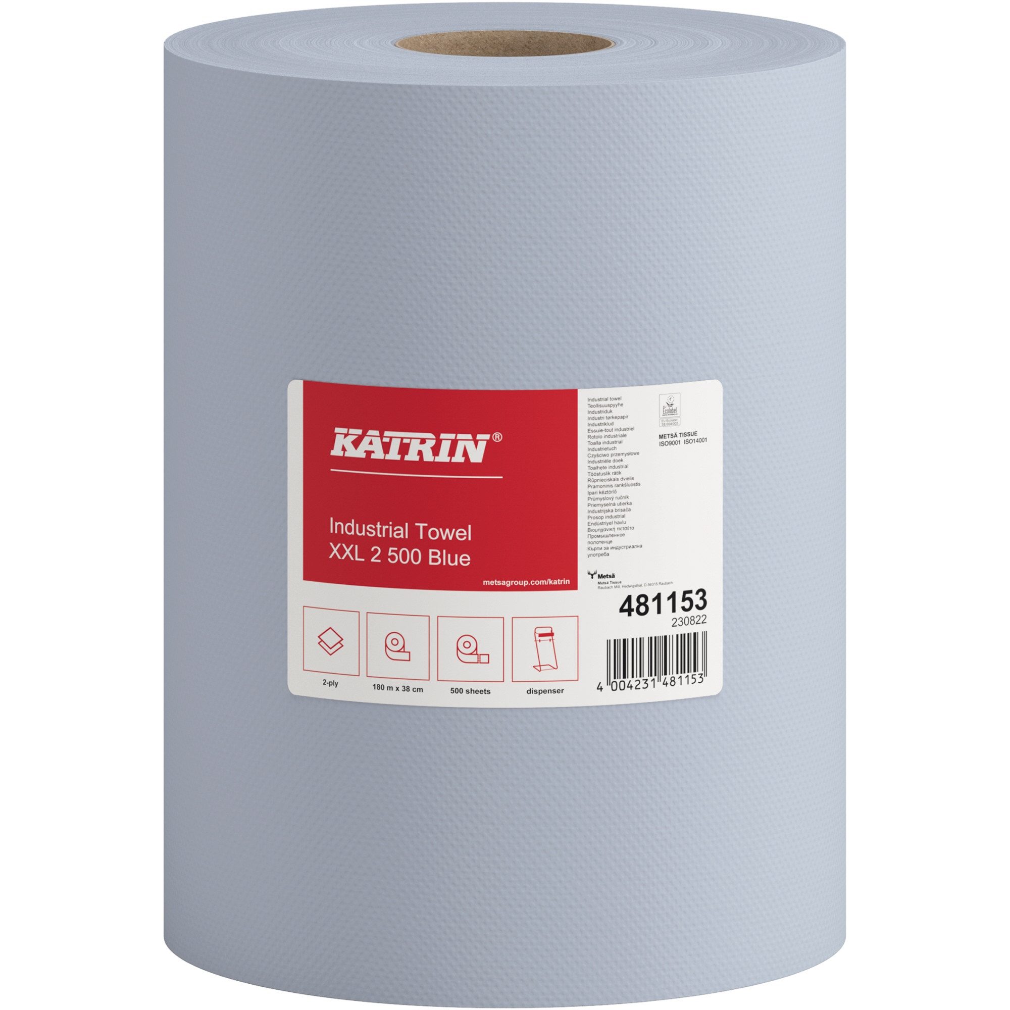 Metsä Tissue Wischtuch Classic XXL 2-lagig blau 38x38cm P =2Rollen á500 Blatt Reinigungstuch (Tissue)