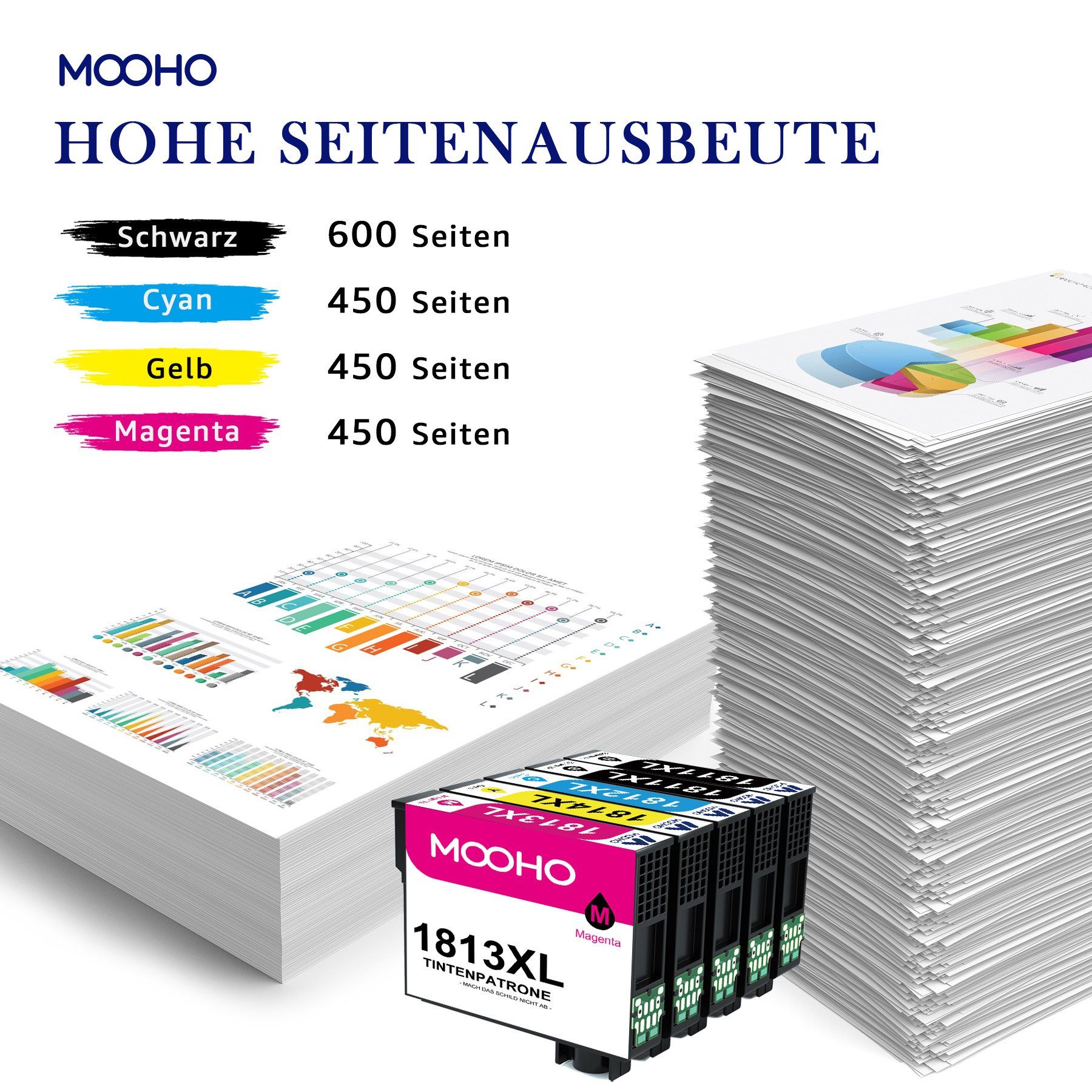 Thumbnail - MOOHO für EPSON 18 XL ersetzt T1811 T1812 T1813 T1814 T1816 Tintenpatrone