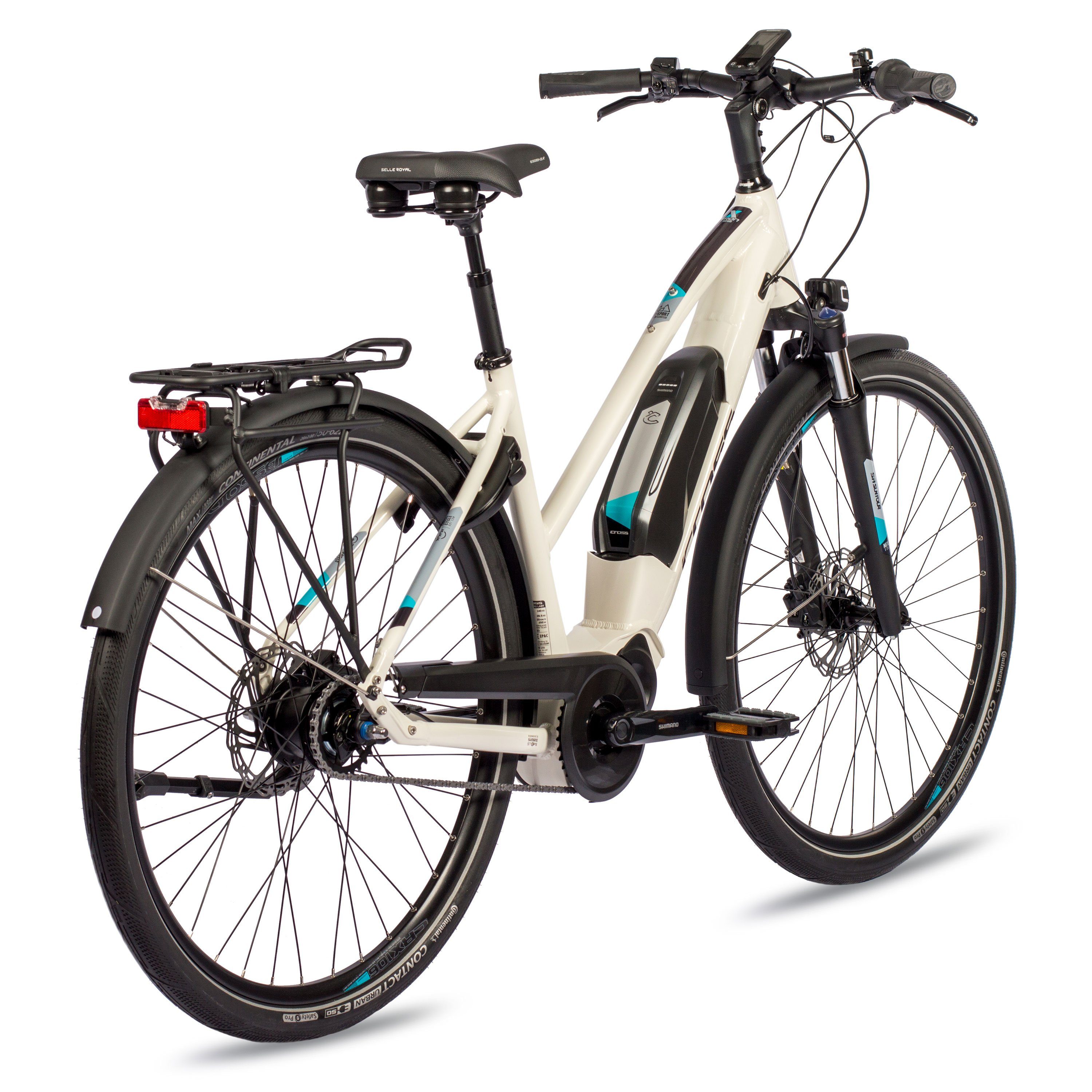 Airtracks E-Bike Cityrad 28 Zoll E-Bike Damen City Fahrrad X-Tron SR2 SHIMANO STеPS E5000 418Wh, 5 Gang, Nabenschaltung, Mittelmotor, 418 Wh, 5 GANG Shimano NEXUS INTER - 48cm 53cm