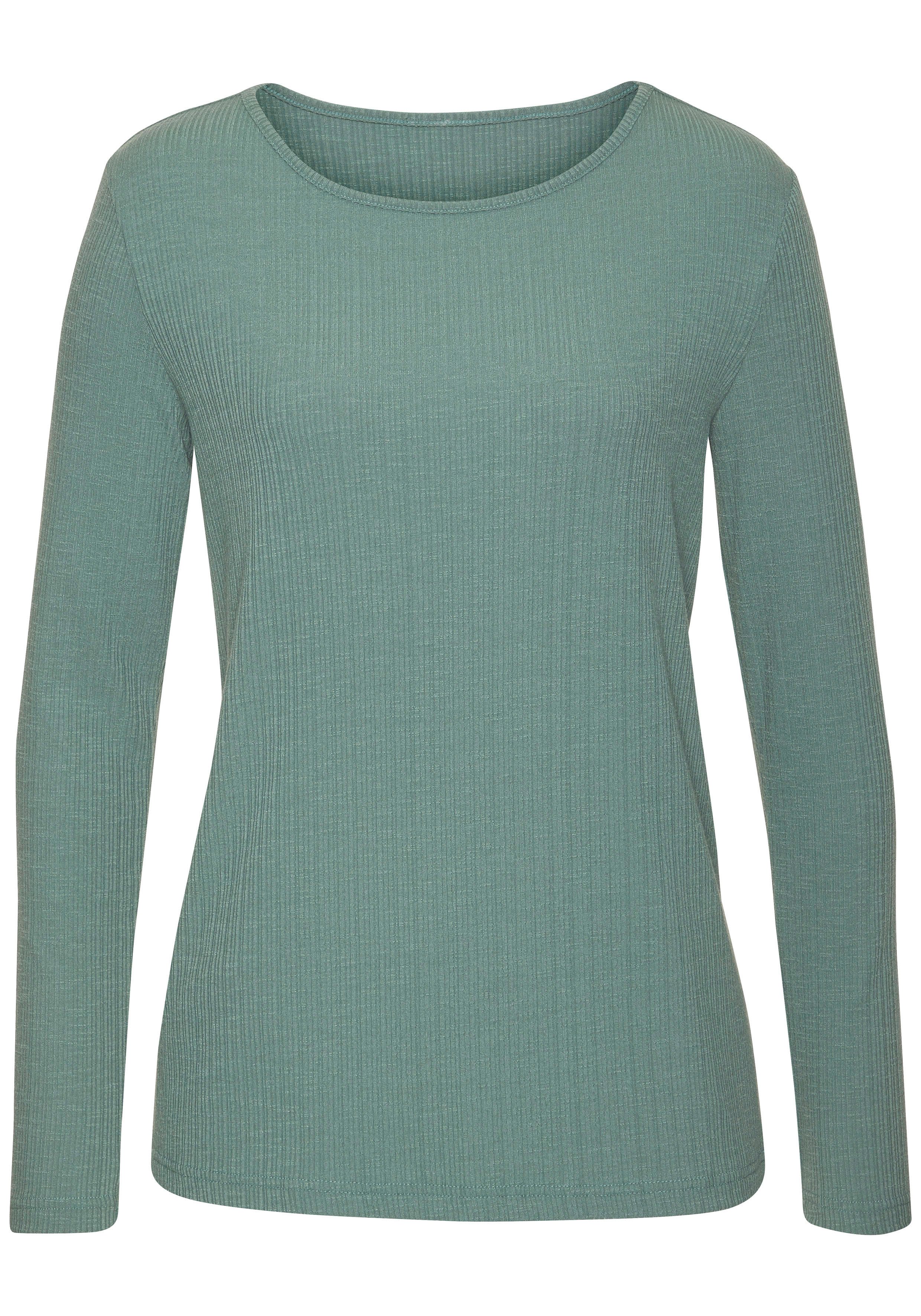 Vivance Langarmshirt mit modischer Rippstruktur aus weichfließender Qualitä günstig online kaufen