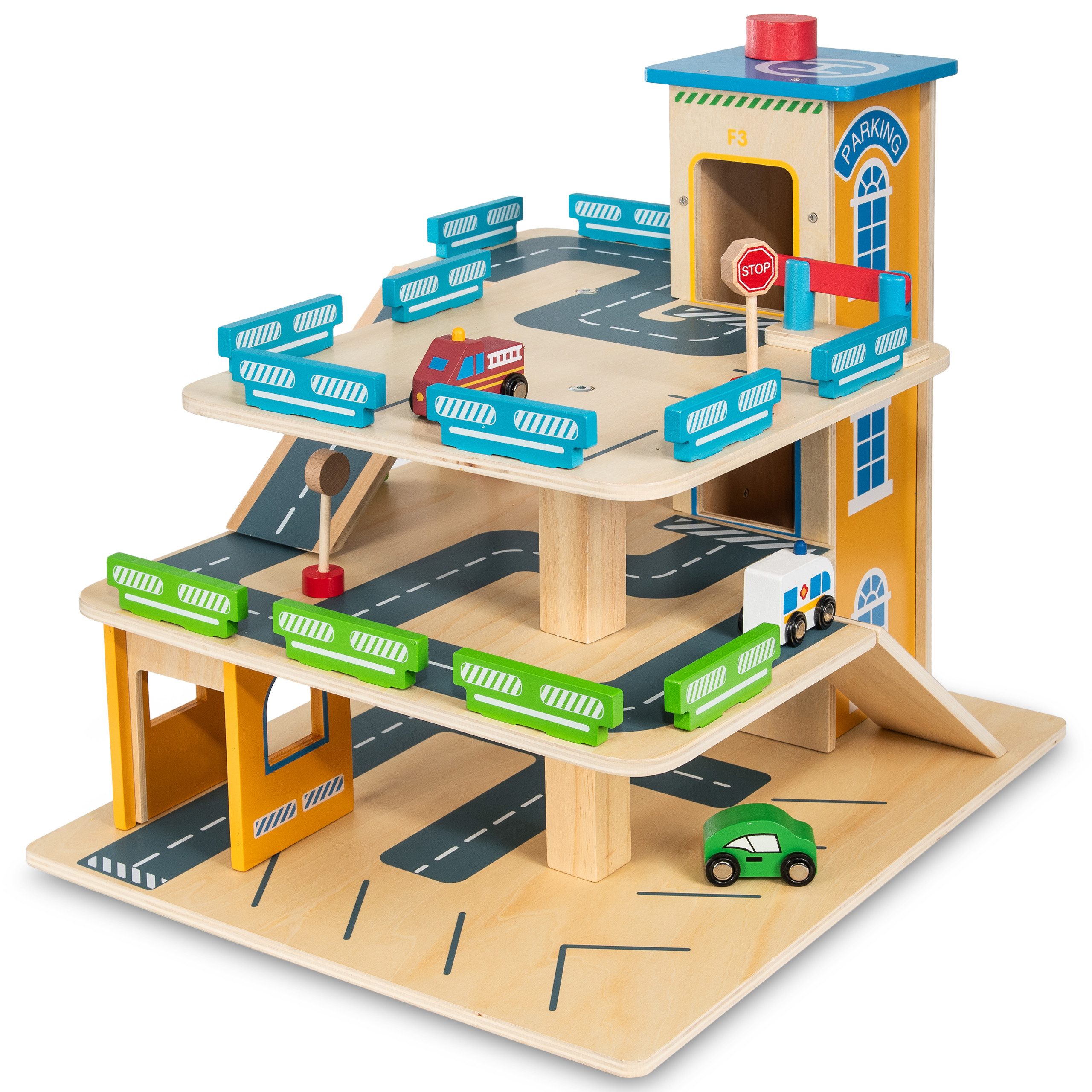 COIL Spiel-Parkgarage Parkhaus Holz-Spielgarage Lift Auto günstig online kaufen